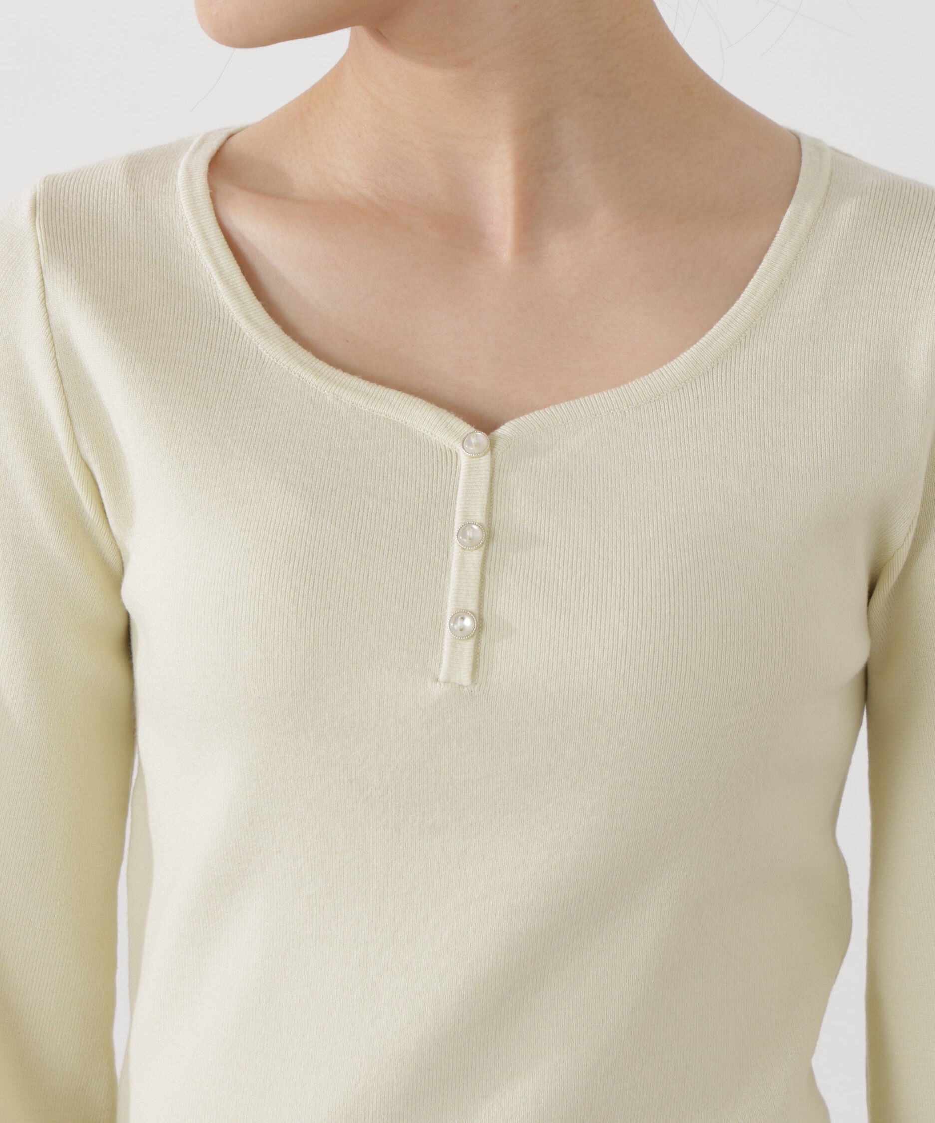 PROPORTION BODY DRESSING「＜ウォッシャブル/UV＞釦付きハートネック総針ニット」|ニット・セーター|