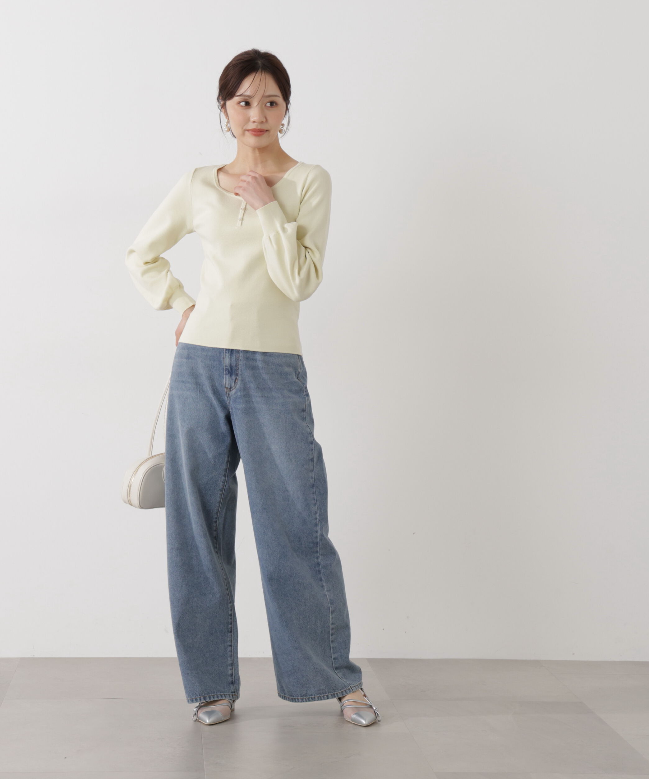 PROPORTION BODY DRESSING「＜ウォッシャブル/UV＞釦付きハートネック総針ニット」|ニット・セーター|