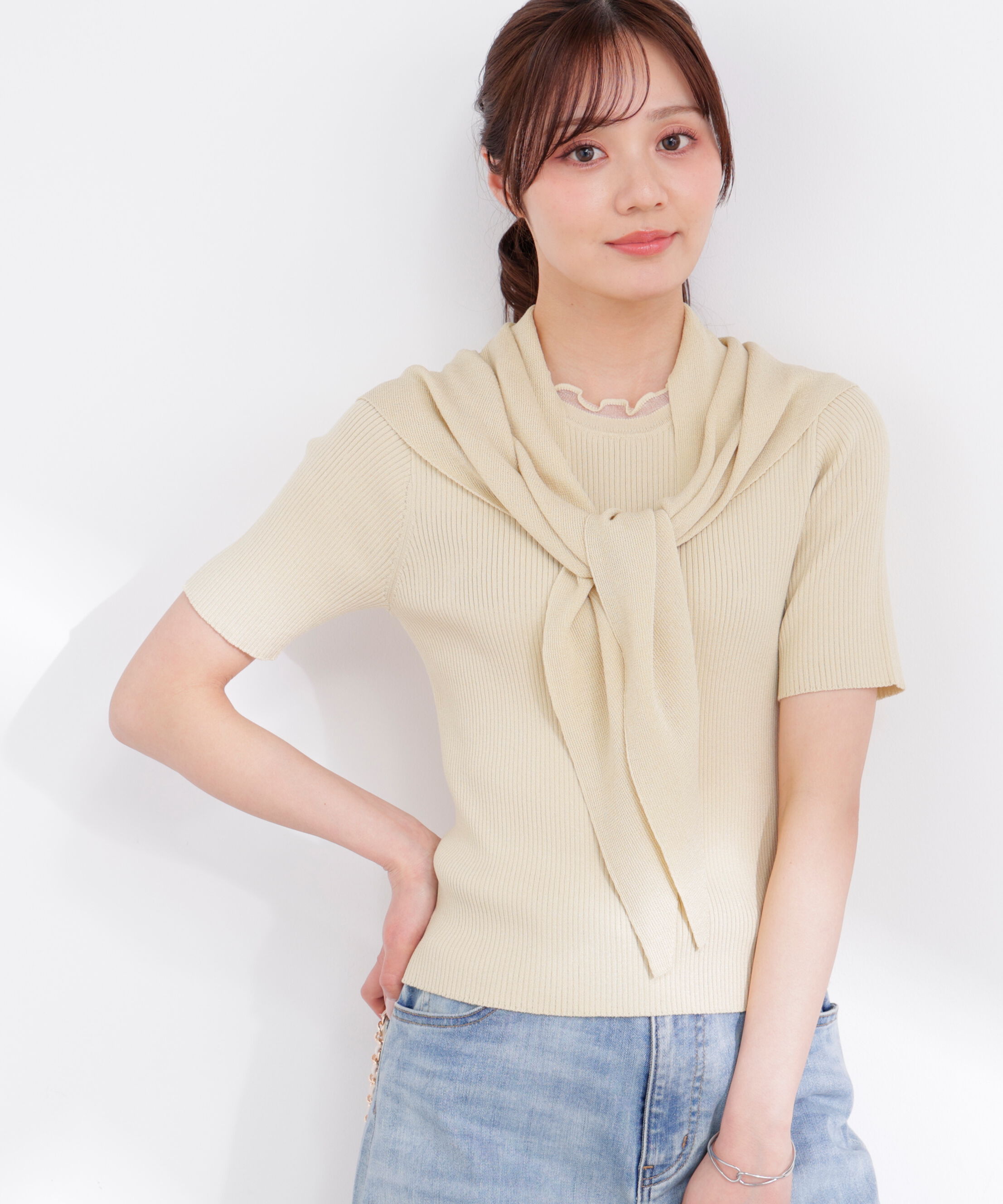 PROPORTION BODY DRESSING「トライアングルスカーフ付きニット 26SS」|ニット・セーター|