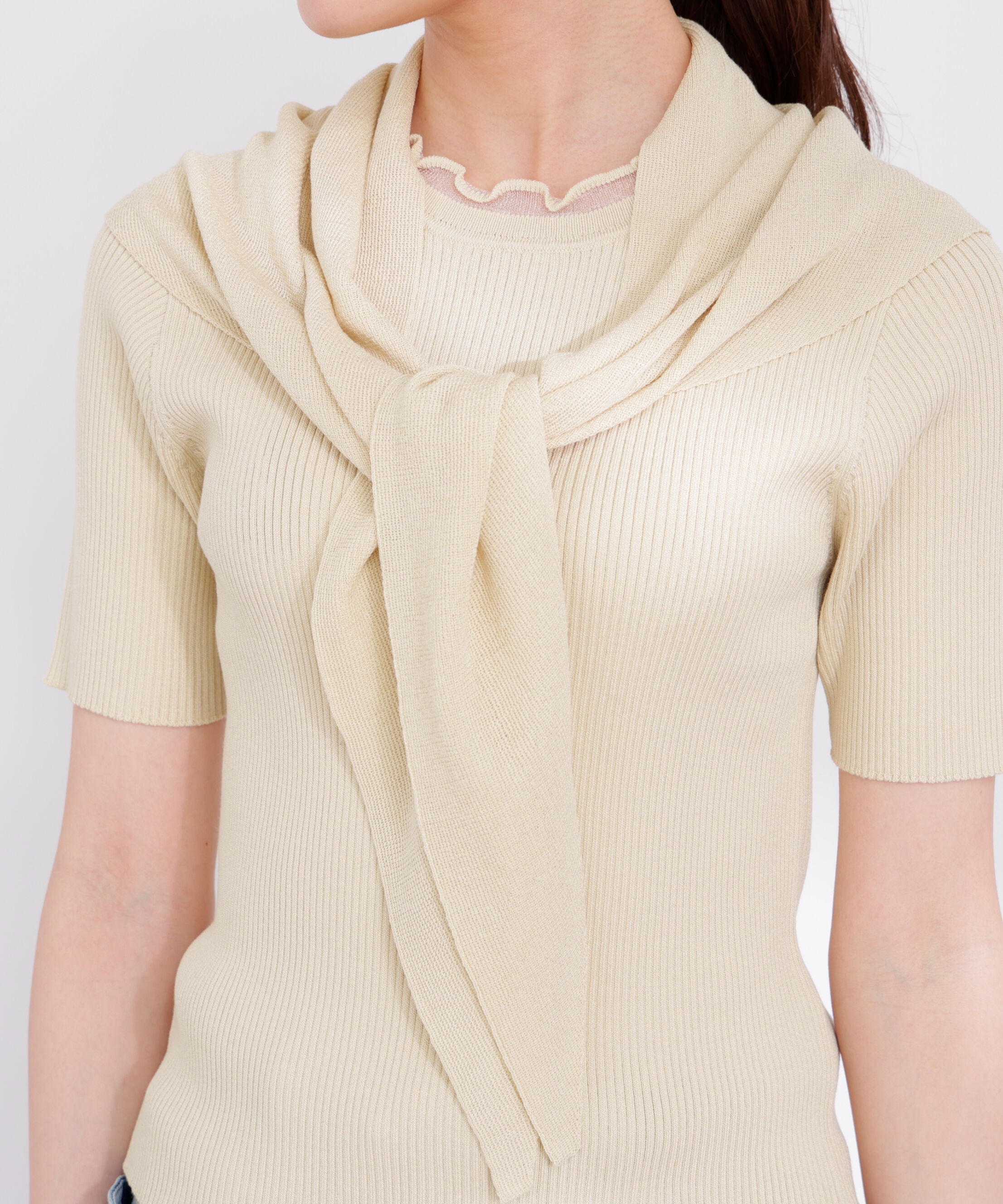 PROPORTION BODY DRESSING「トライアングルスカーフ付きニット 26SS」|ニット・セーター|