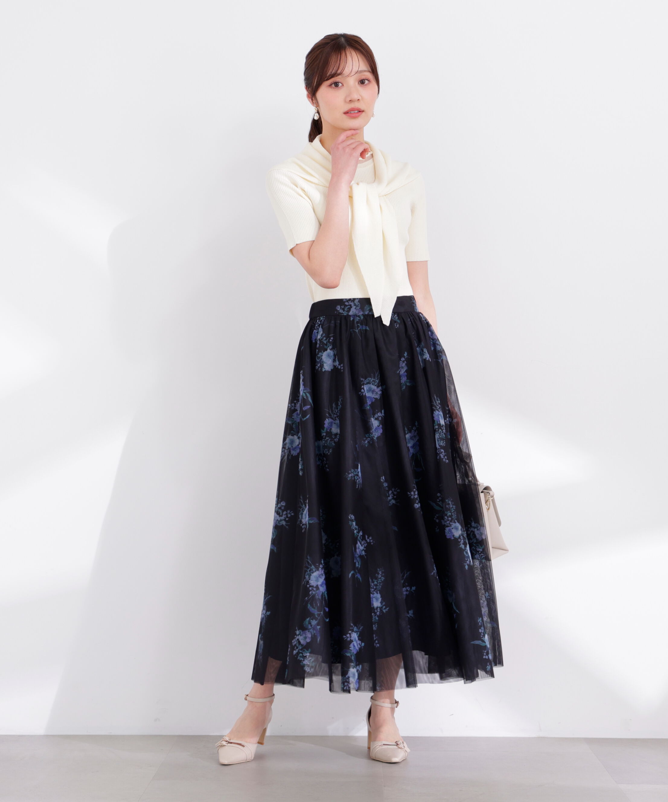 PROPORTION BODY DRESSING「花柄チュールスカート 26SS」|スカート|ネイビー&times;ライ