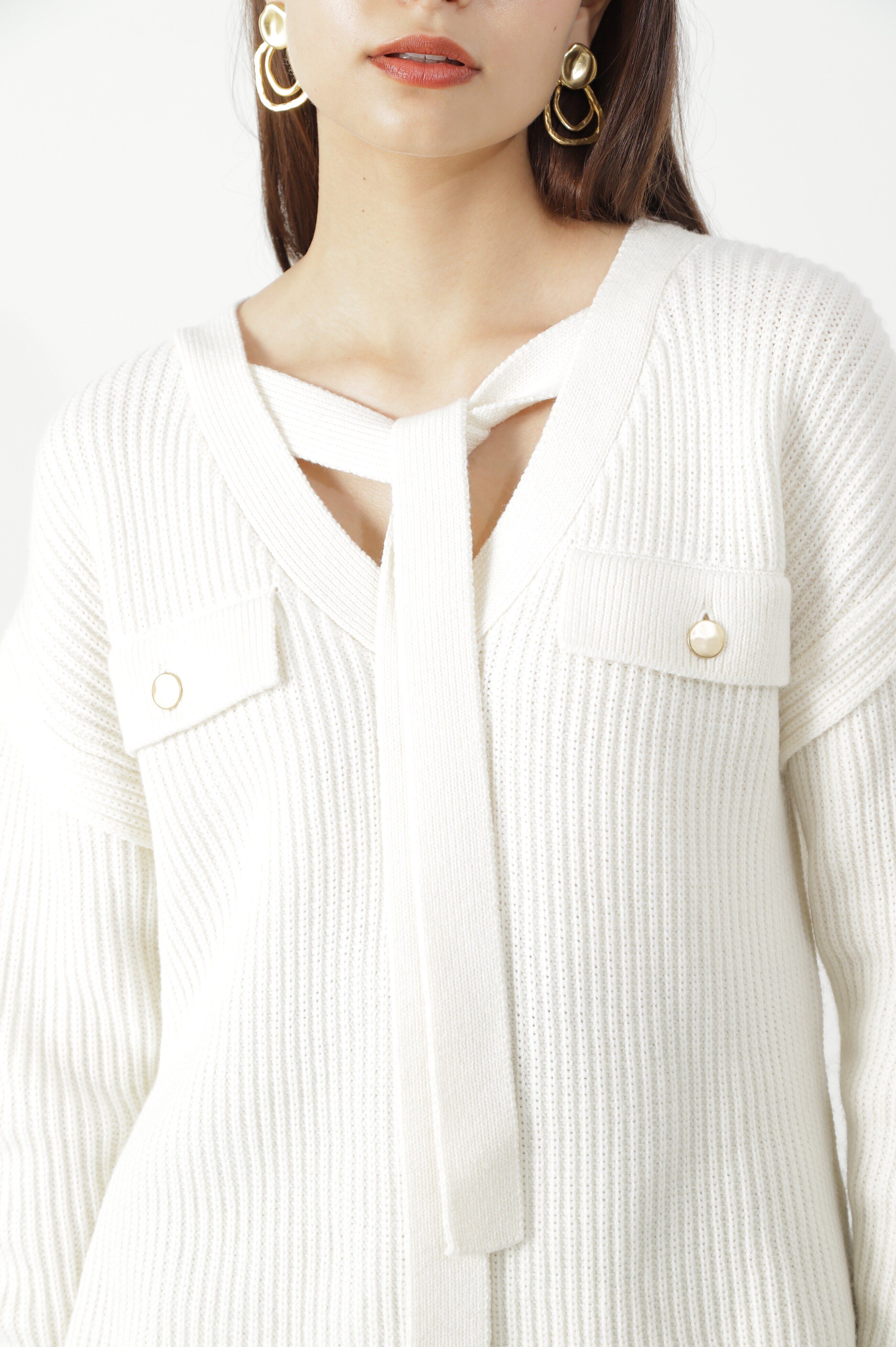  「◆片畦ボウタイミドルゲージニットプルオーバー」|ニット・セーター|