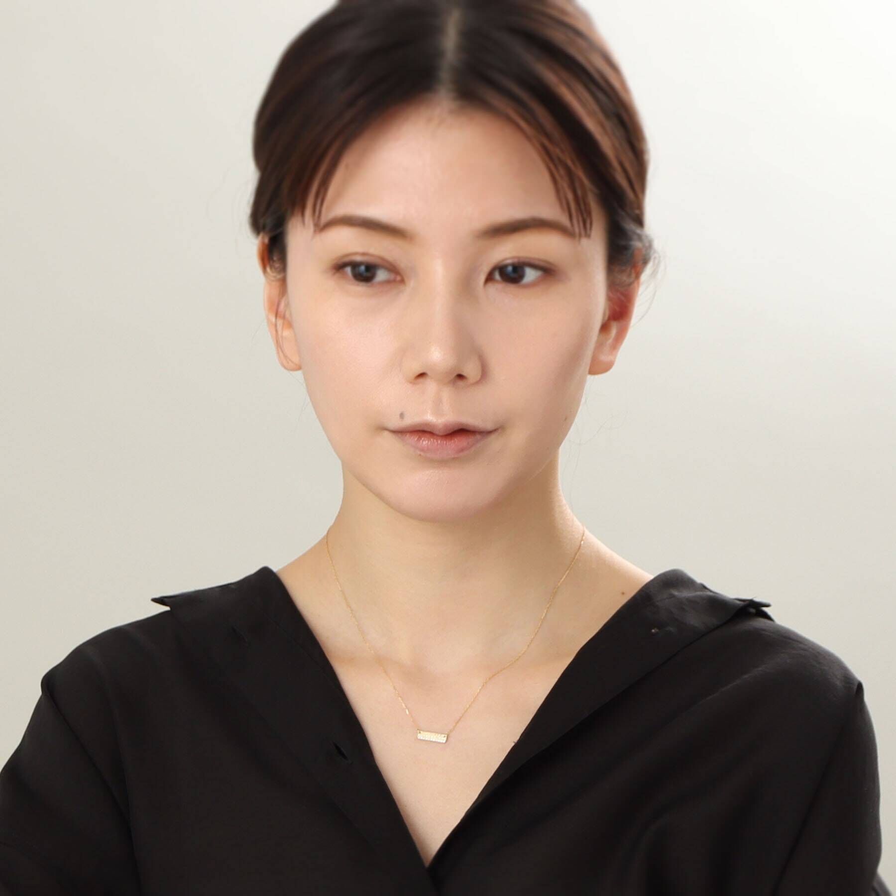 COCOSHNIK「K18ダイヤモンド ホリゾンタル タグネックレス」|ネックレス|