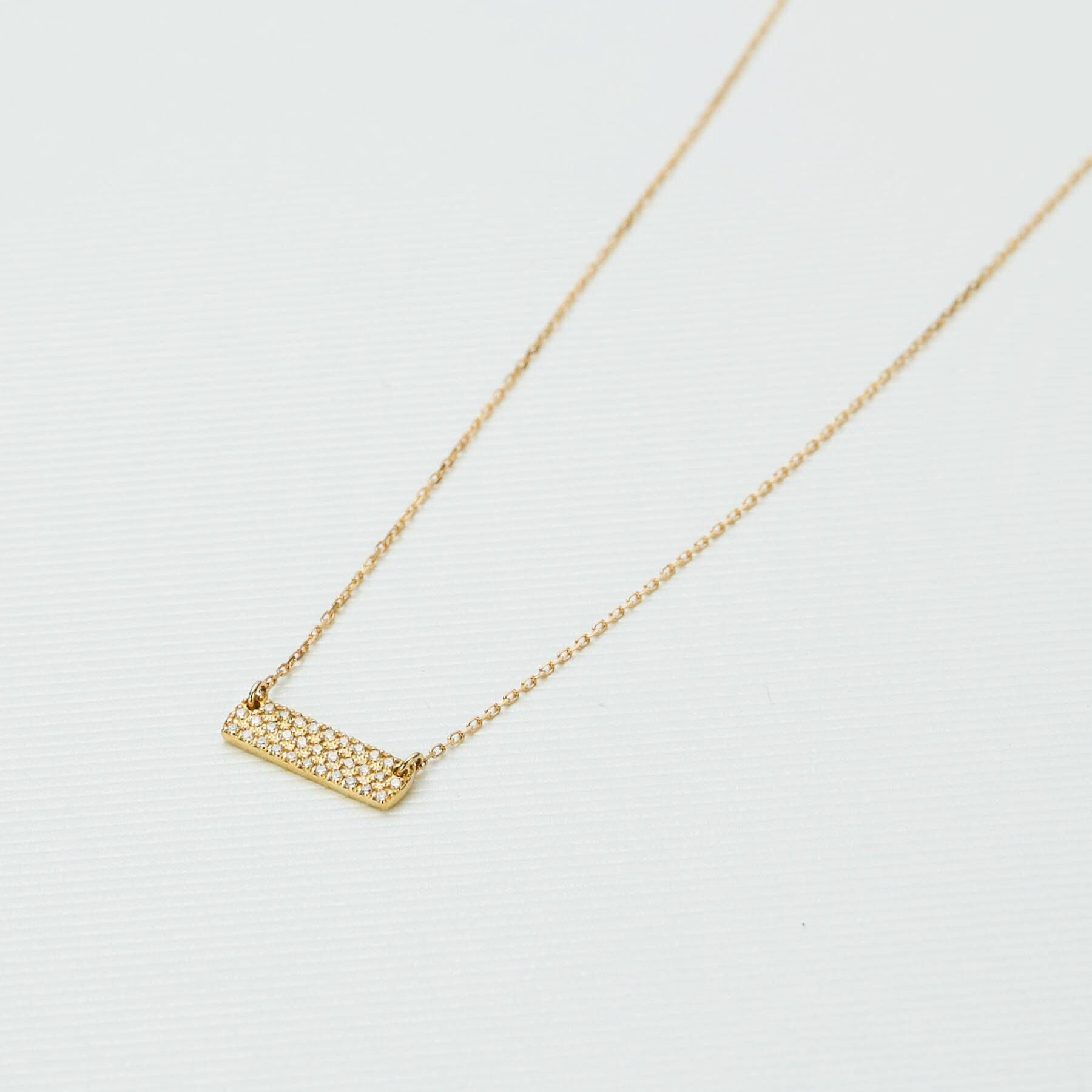 COCOSHNIK「K18ダイヤモンド ホリゾンタル タグネックレス」|ネックレス|