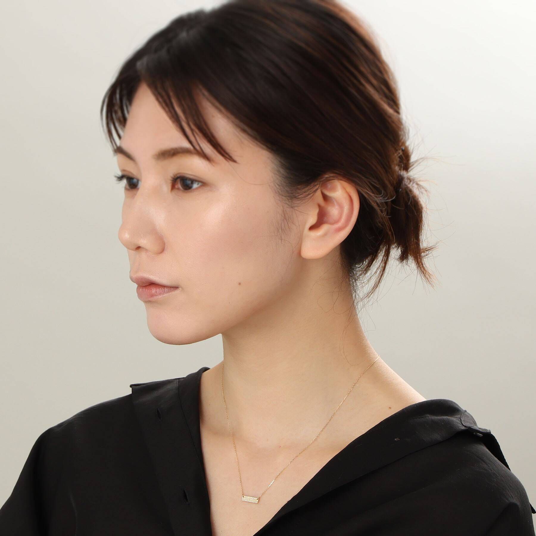 COCOSHNIK「K18ダイヤモンド ホリゾンタル タグネックレス」|ネックレス|