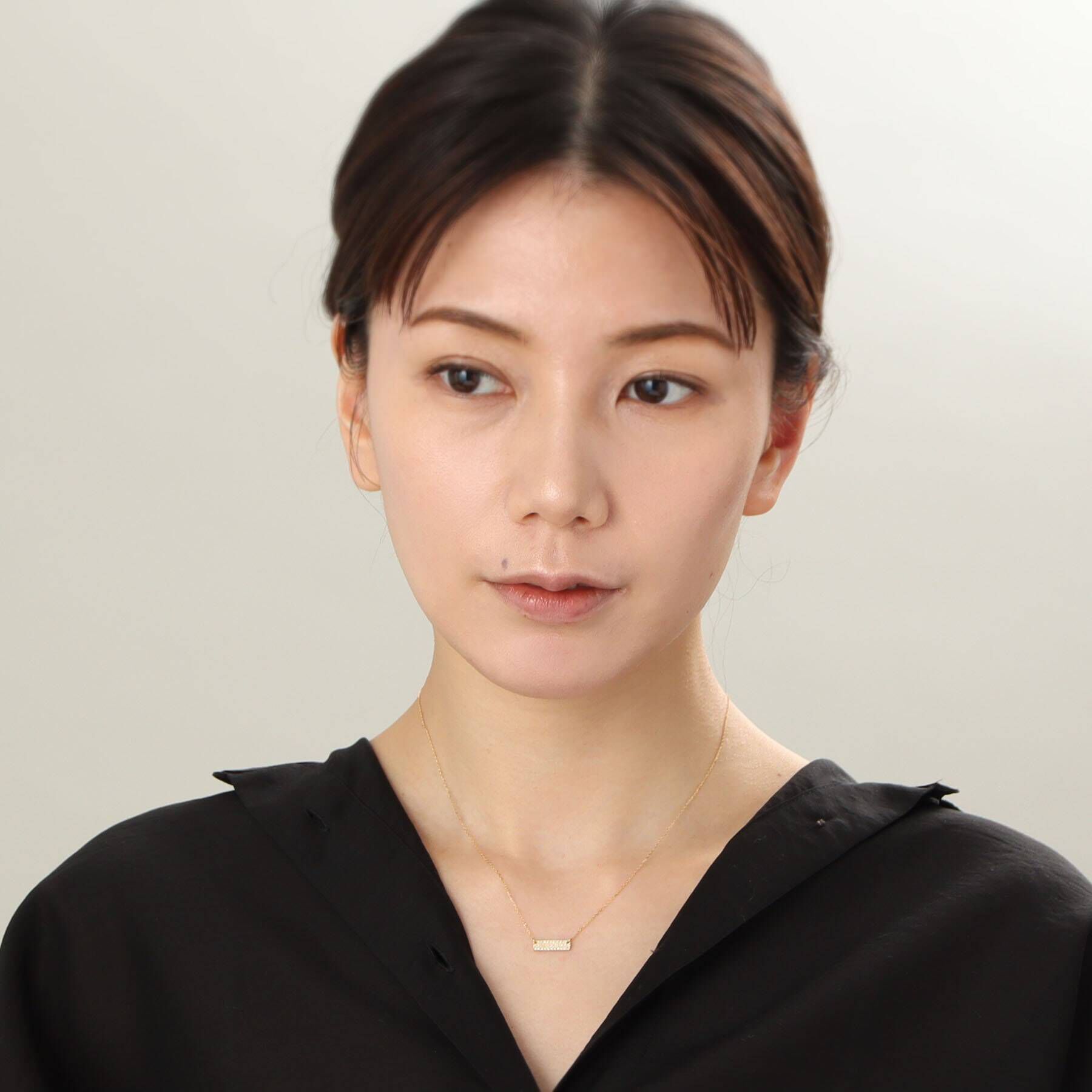 COCOSHNIK「K18ダイヤモンド ホリゾンタル タグネックレス」|ネックレス|