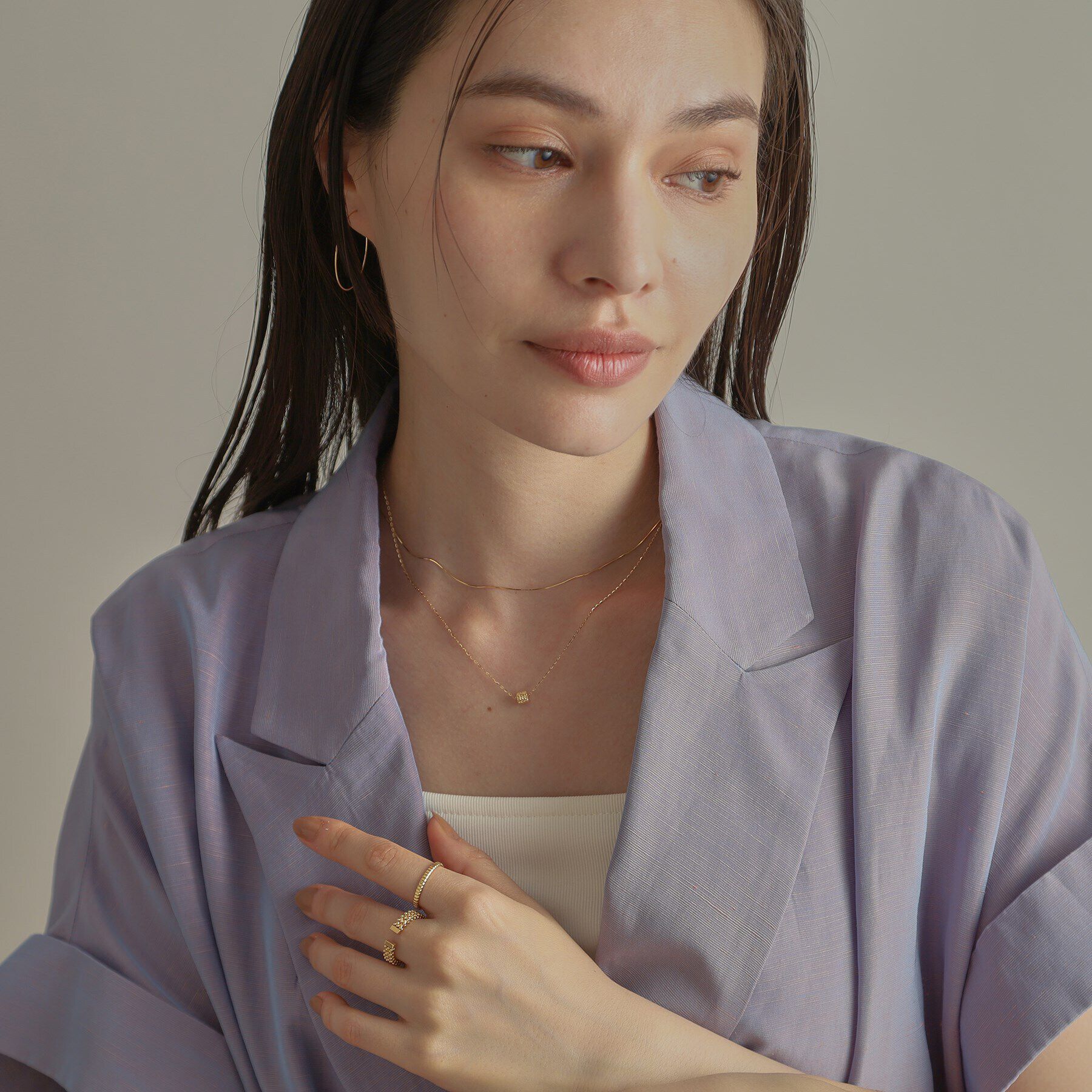 COCOSHNIK「K18ハニーカットボールオープン リング細」|リング|