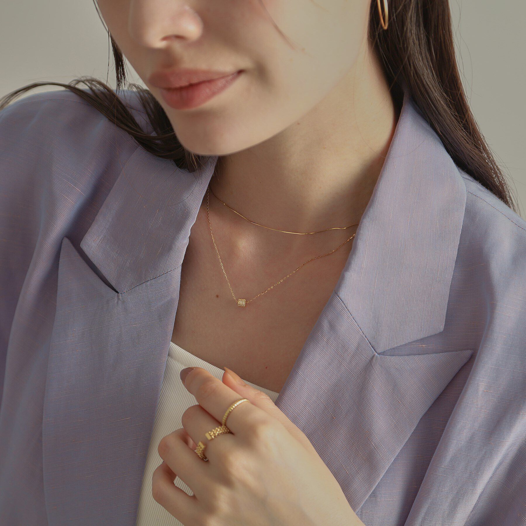 COCOSHNIK「K18ハニーカットボールオープン リング細」|リング|