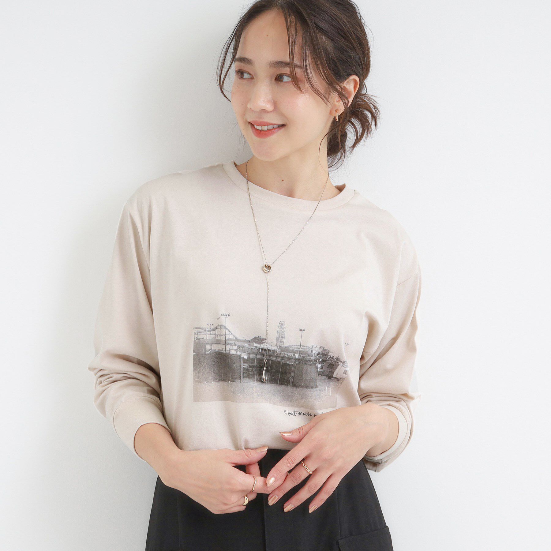 SHOO･LA･RUE「グラフィックアソート ベーシックロンT」|Tシャツ・カットソー|ライトベージュ(25