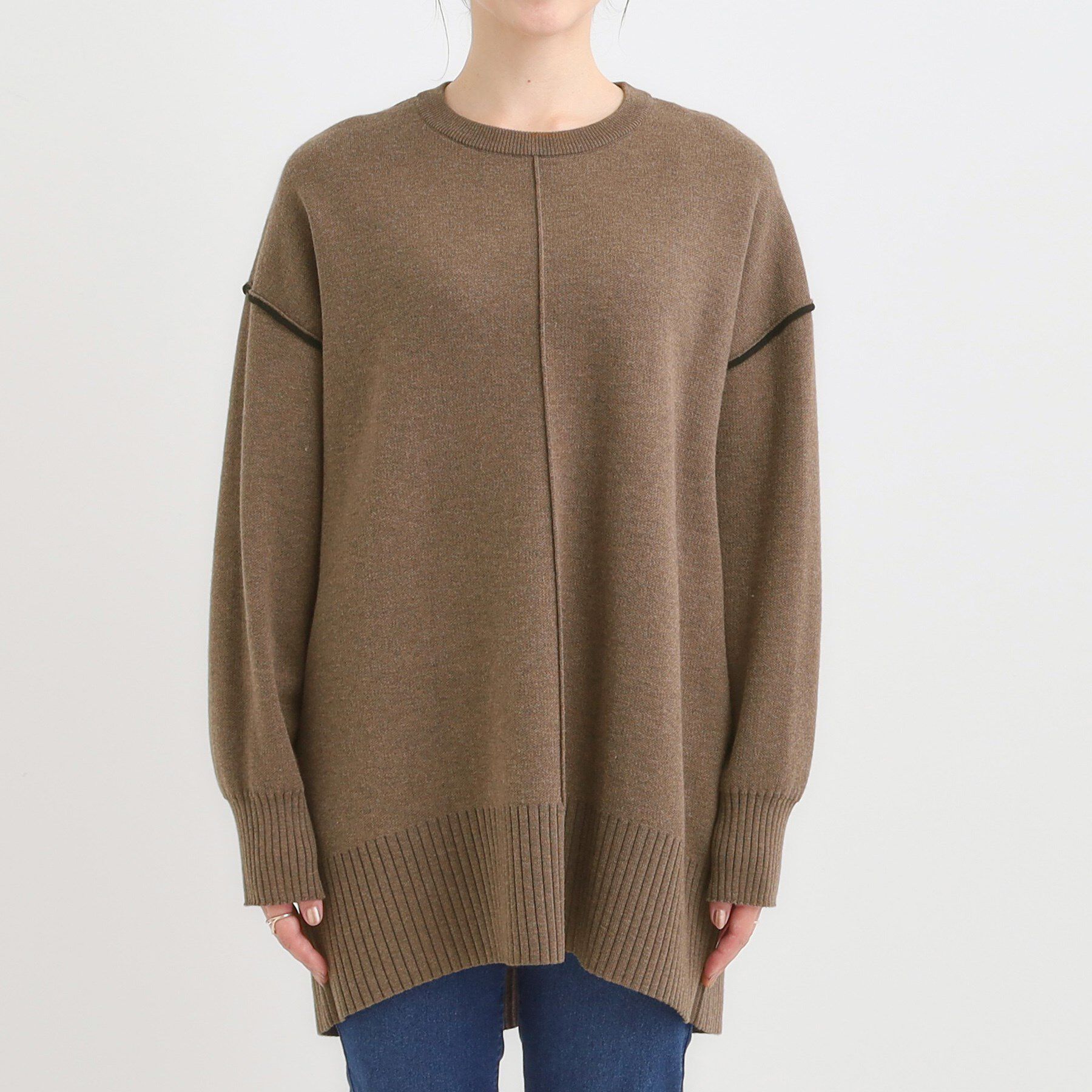 SHOO･LA･RUE「【洗濯機可/毛玉レス】上品に体型カバー チュニックニットワンピース」|チュニック|