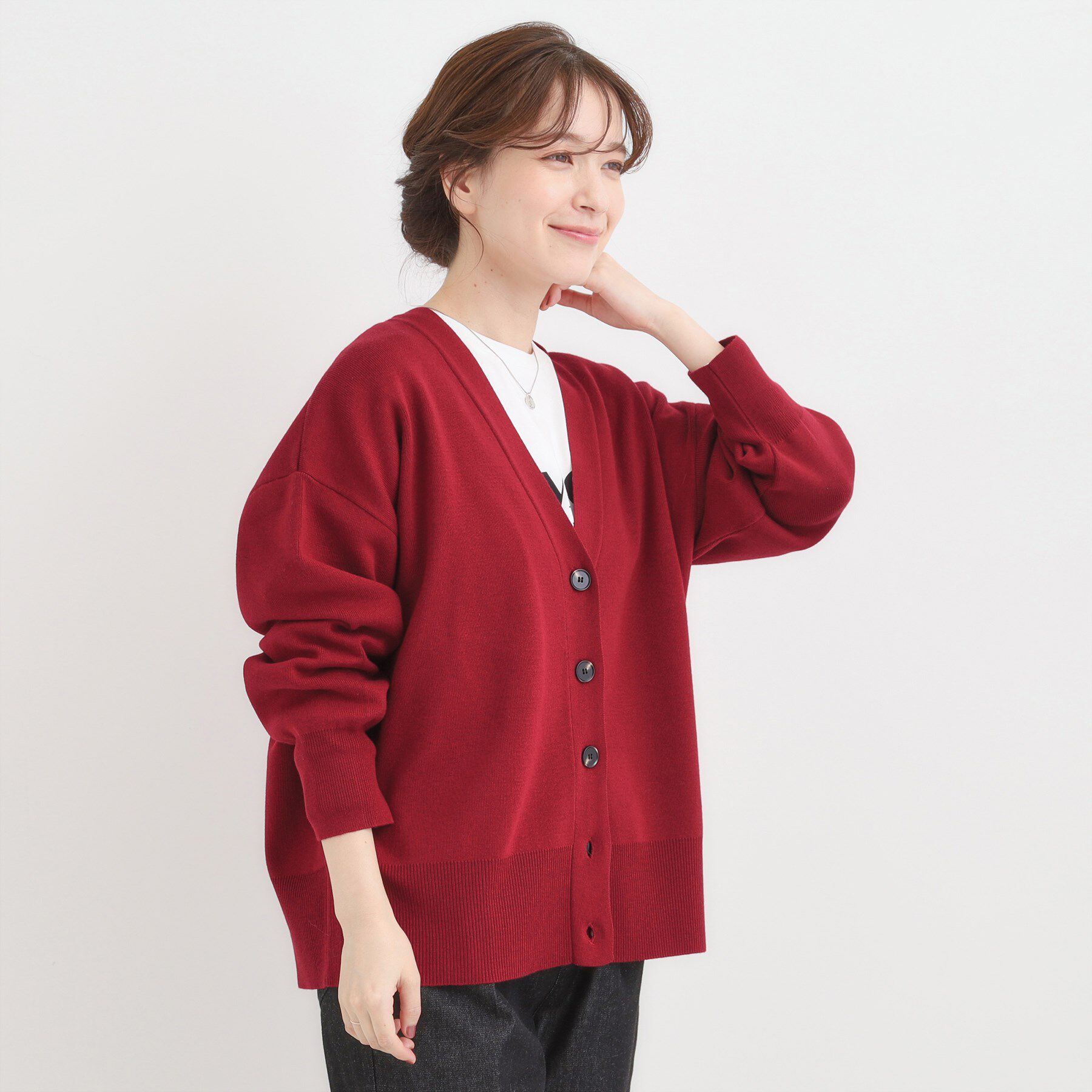 SHOO･LA･RUE「【洗える/毛玉レス】表面がきれいなVネックカーディガン」|カーディガン|