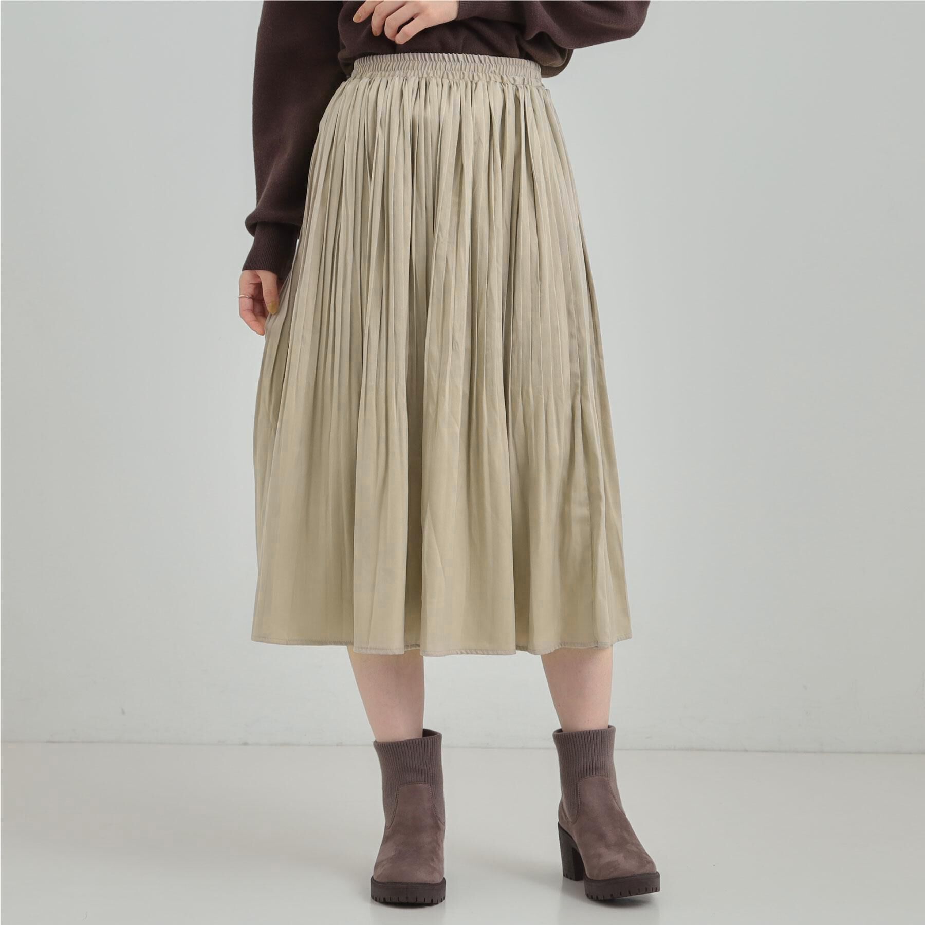 SHOO･LA･RUE「【着丈選べる/あったか】裏に秘密 プリーツスカート」|スカート|