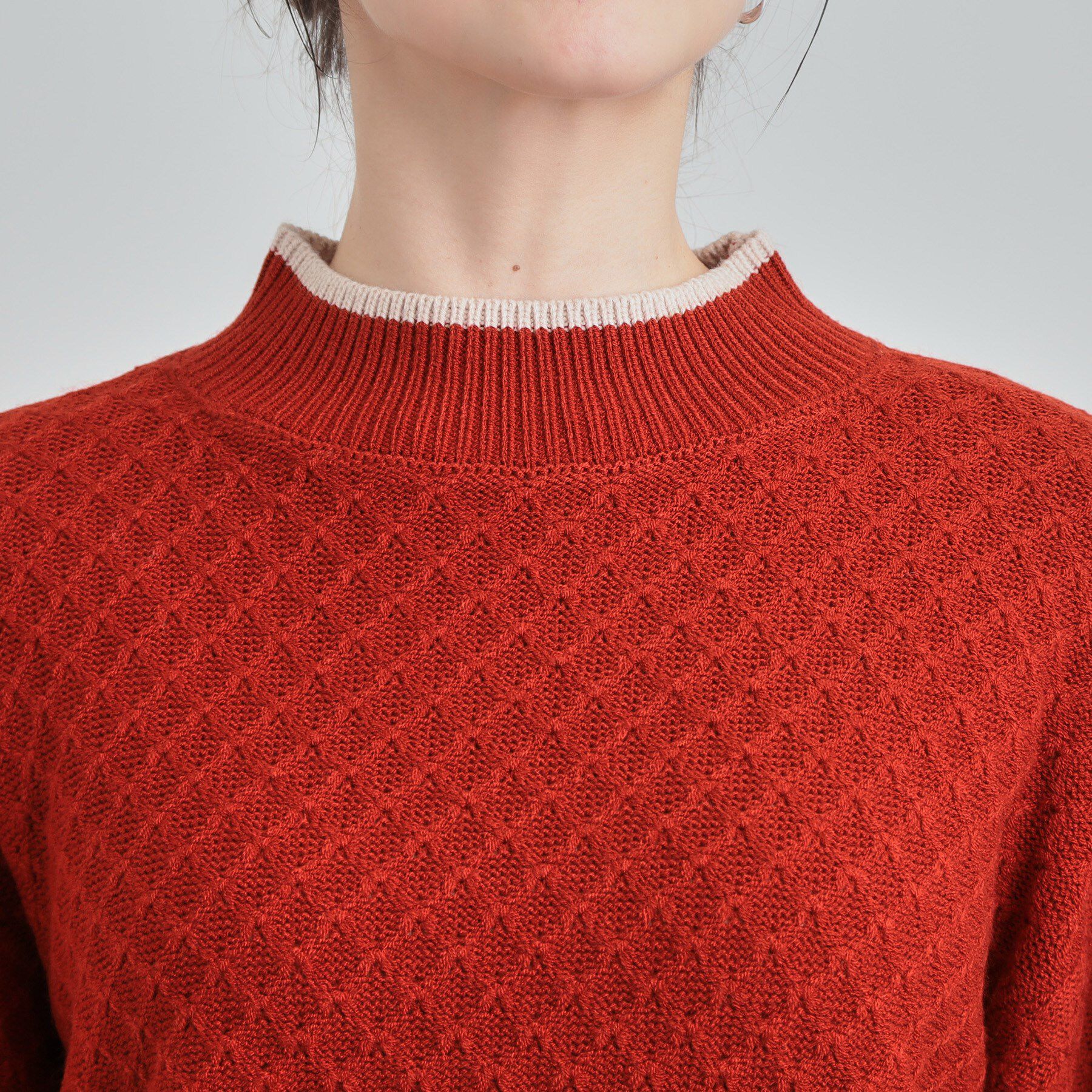 SHOO･LA･RUE「【洗濯機可/毛玉レス】配色がアクセント ダイヤ柄ゆるニット」|ニット・セーター|