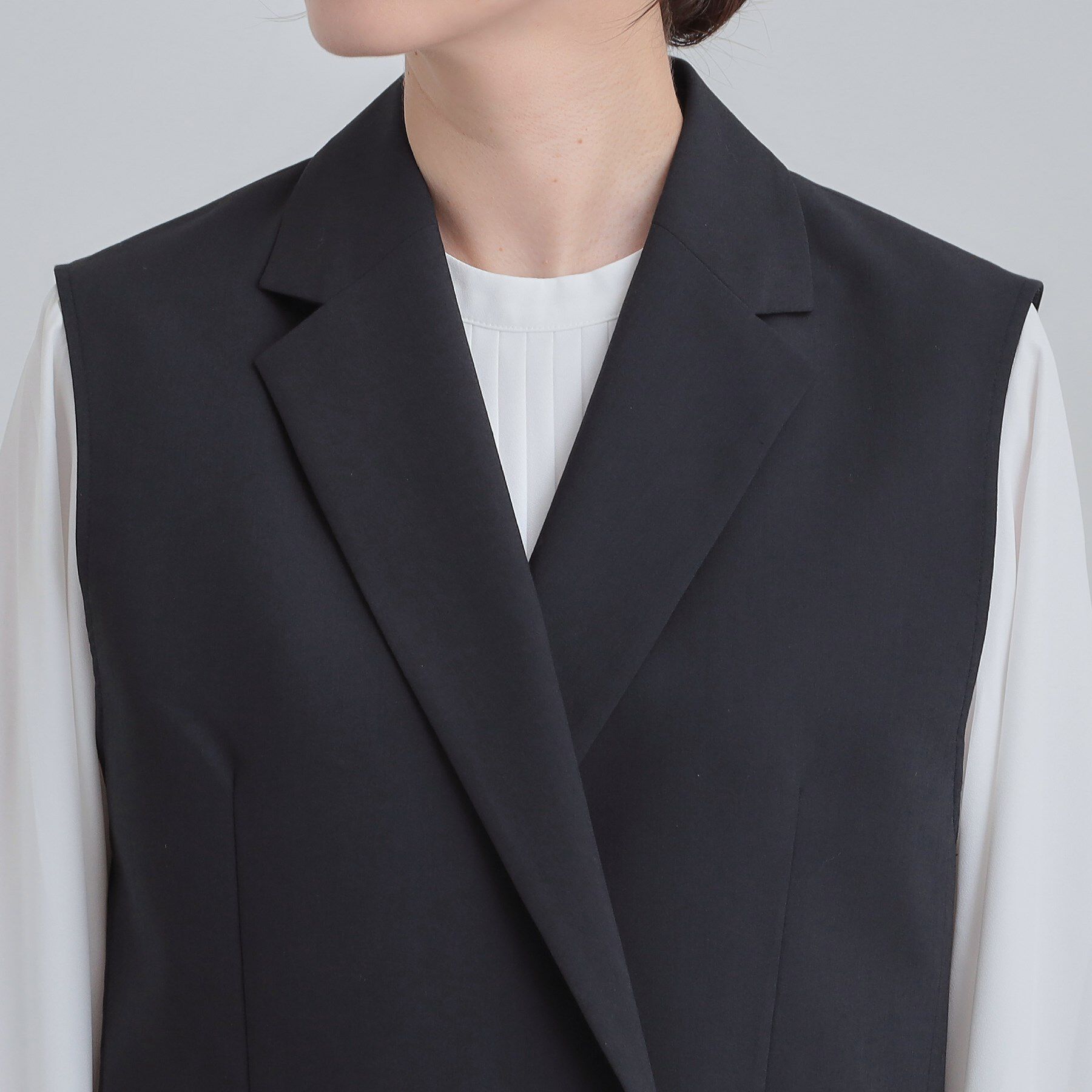 SHOO･LA･RUE「【セットアップ可/S-LL/洗濯機可】サッと羽織ってこなれ見え ダブルブレストジレ」|ベスト・ジレ|