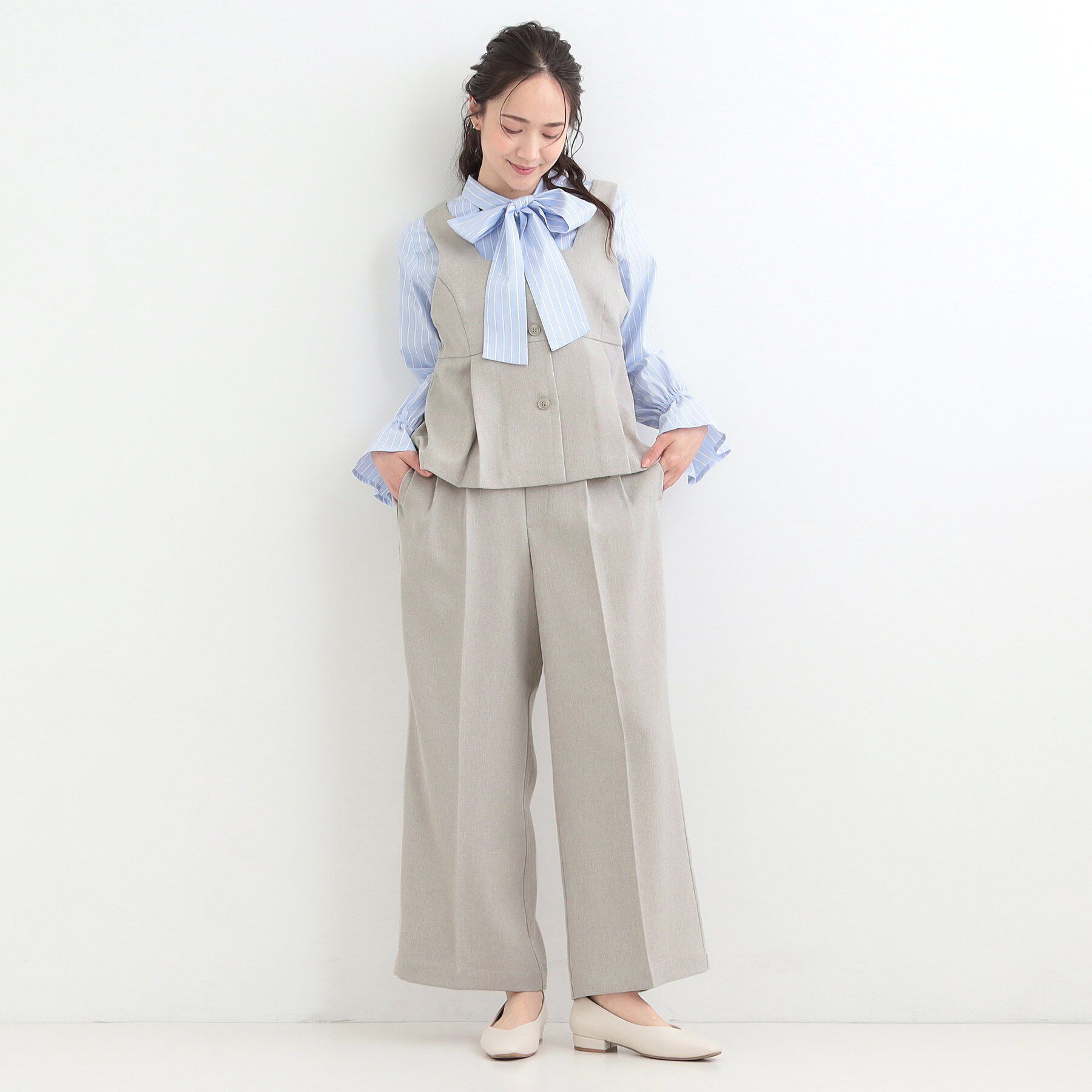 SHOO･LA･RUE「【2点セット/S-LL】着回し力も抜群 着るだけで決まる大人上品セットアップ」|スーツ|