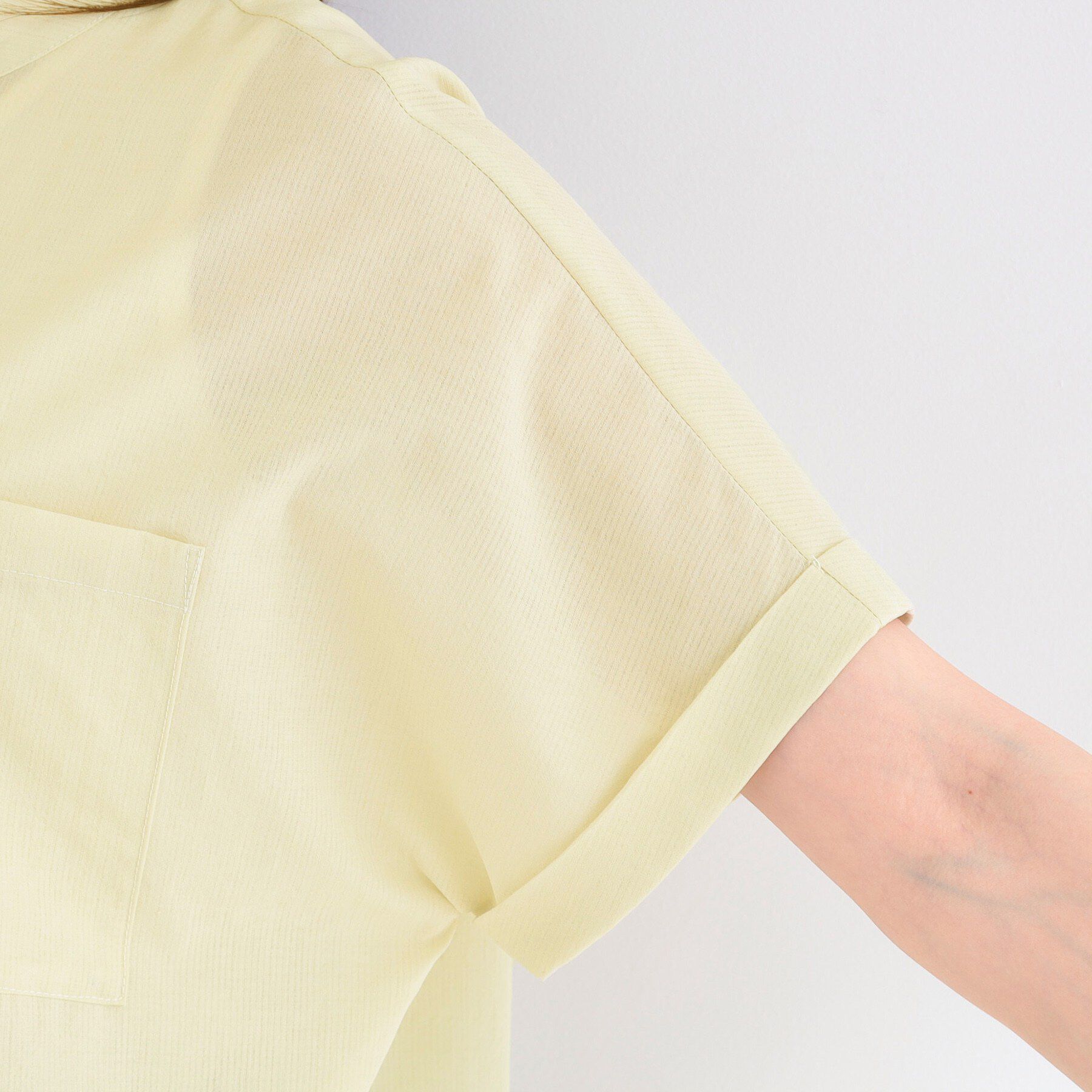 SHOO･LA･RUE「【洗濯機可/S-LL】さらり快適 半袖バンドカラーシャツ」|シャツ・ブラウス|