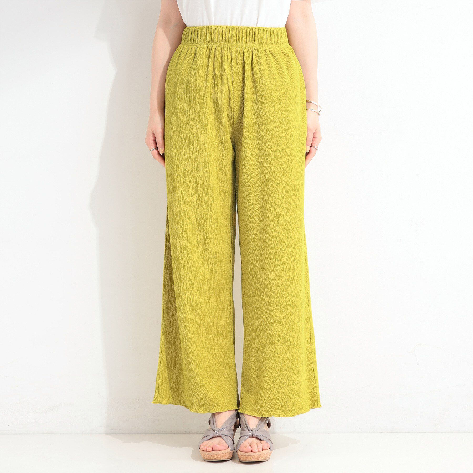 SHOO･LA･RUE「【洗濯機可/S-LL】すっきり見え さらさら 楊柳イージーワイドパンツ」|その他|