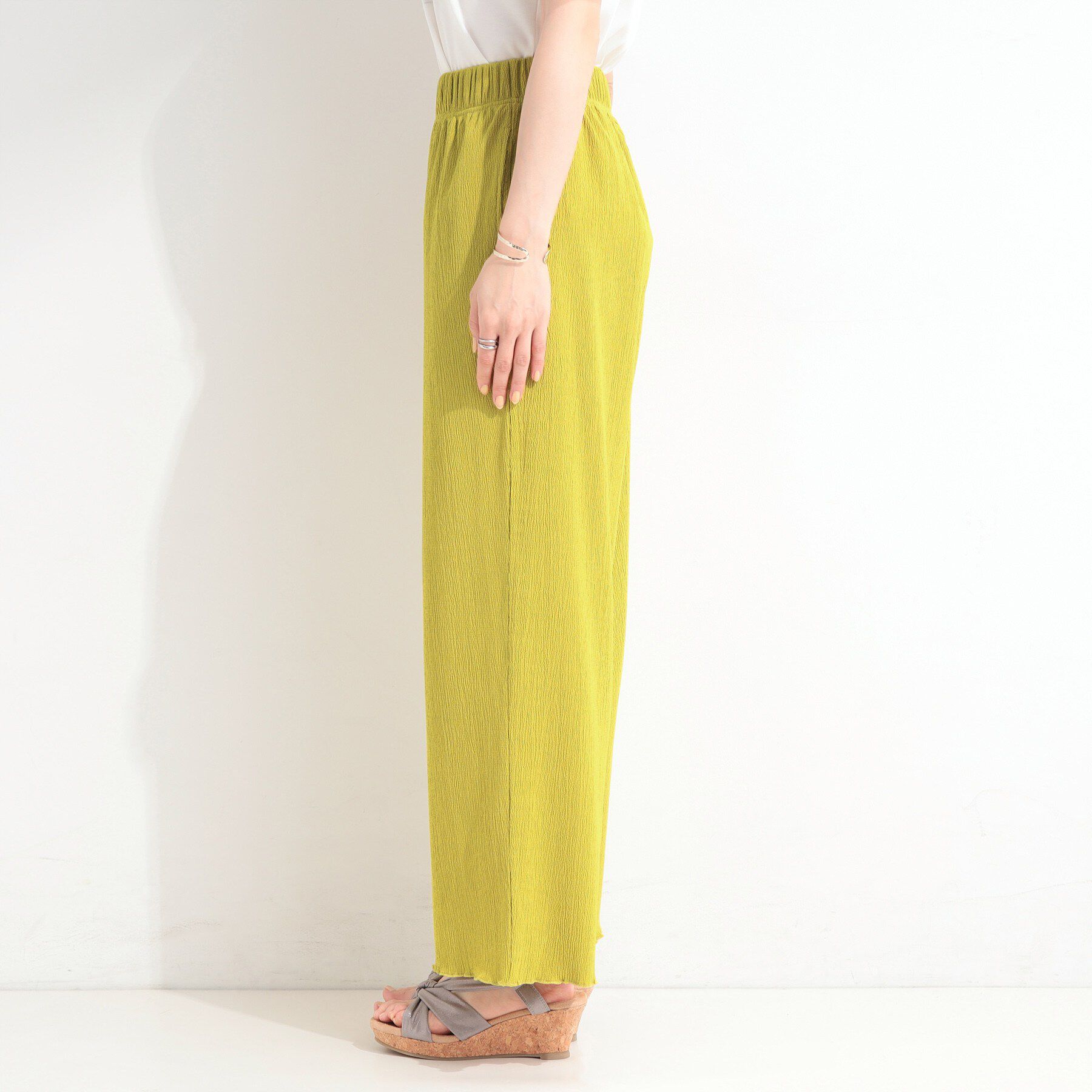 SHOO･LA･RUE「【洗濯機可/S-LL】すっきり見え さらさら 楊柳イージーワイドパンツ」|その他|