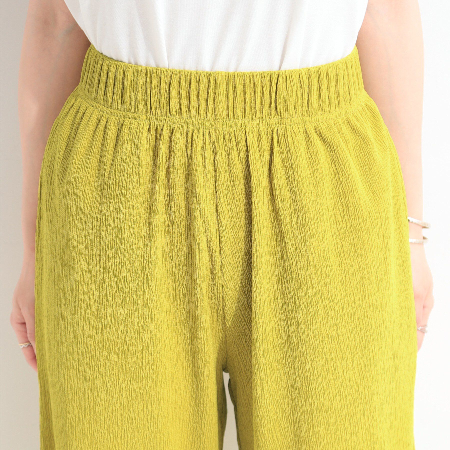 SHOO･LA･RUE「【洗濯機可/S-LL】すっきり見え さらさら 楊柳イージーワイドパンツ」|その他|