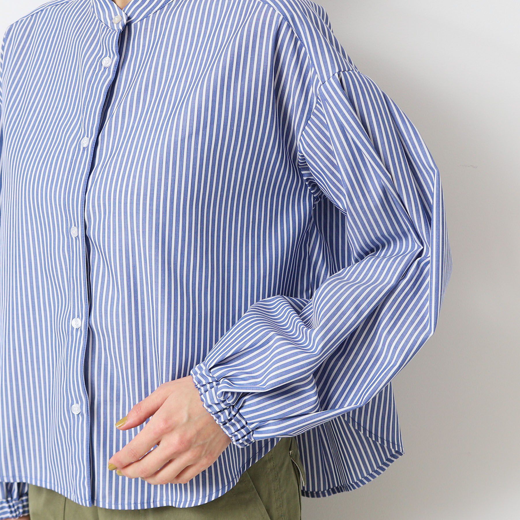 Dessin「【洗える】バンドカラーストライプシャツ（XS～L）」|シャツ・ブラウス|