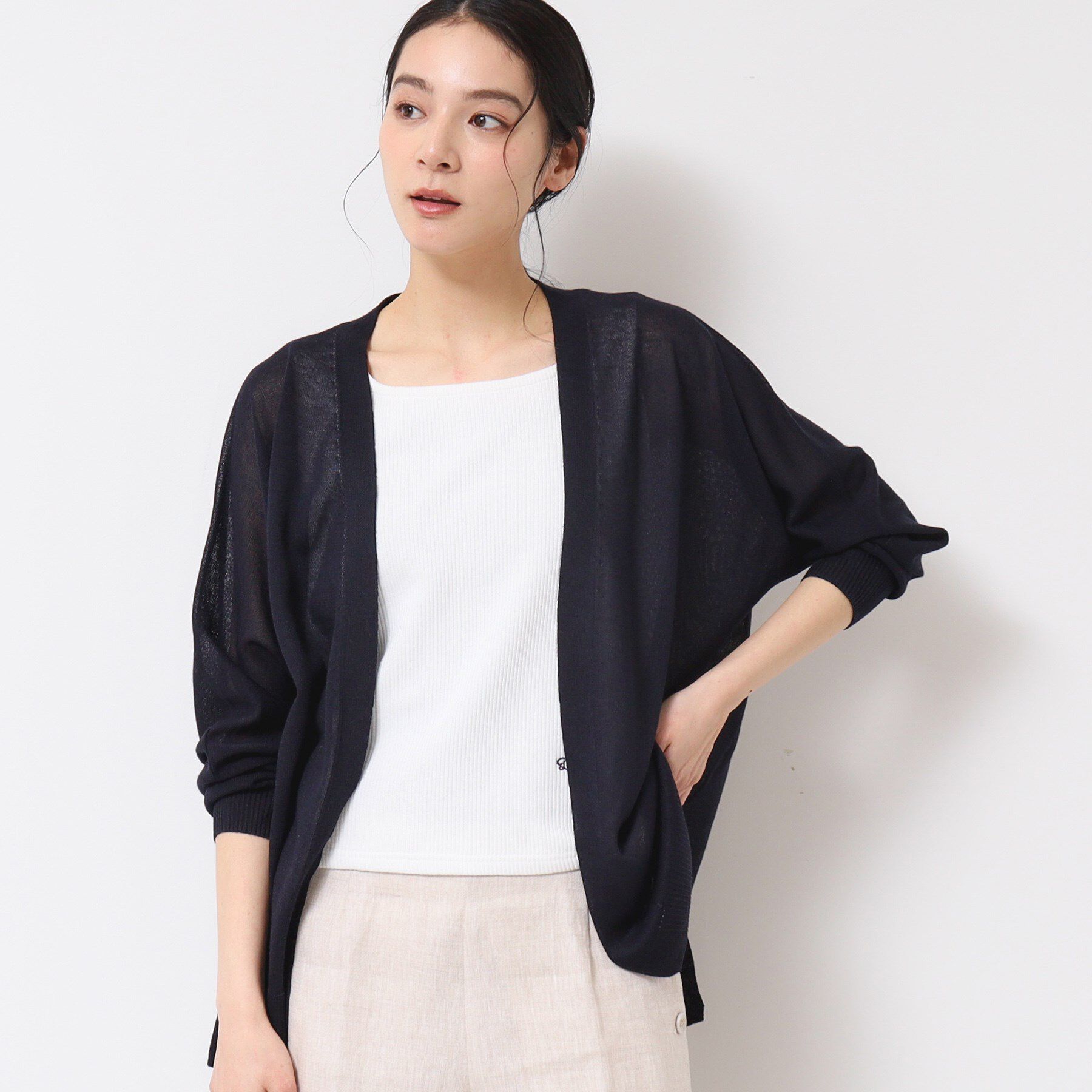 Dessin「【洗える】ミドル丈シアーカーディガン（S～L）」|カーディガン|