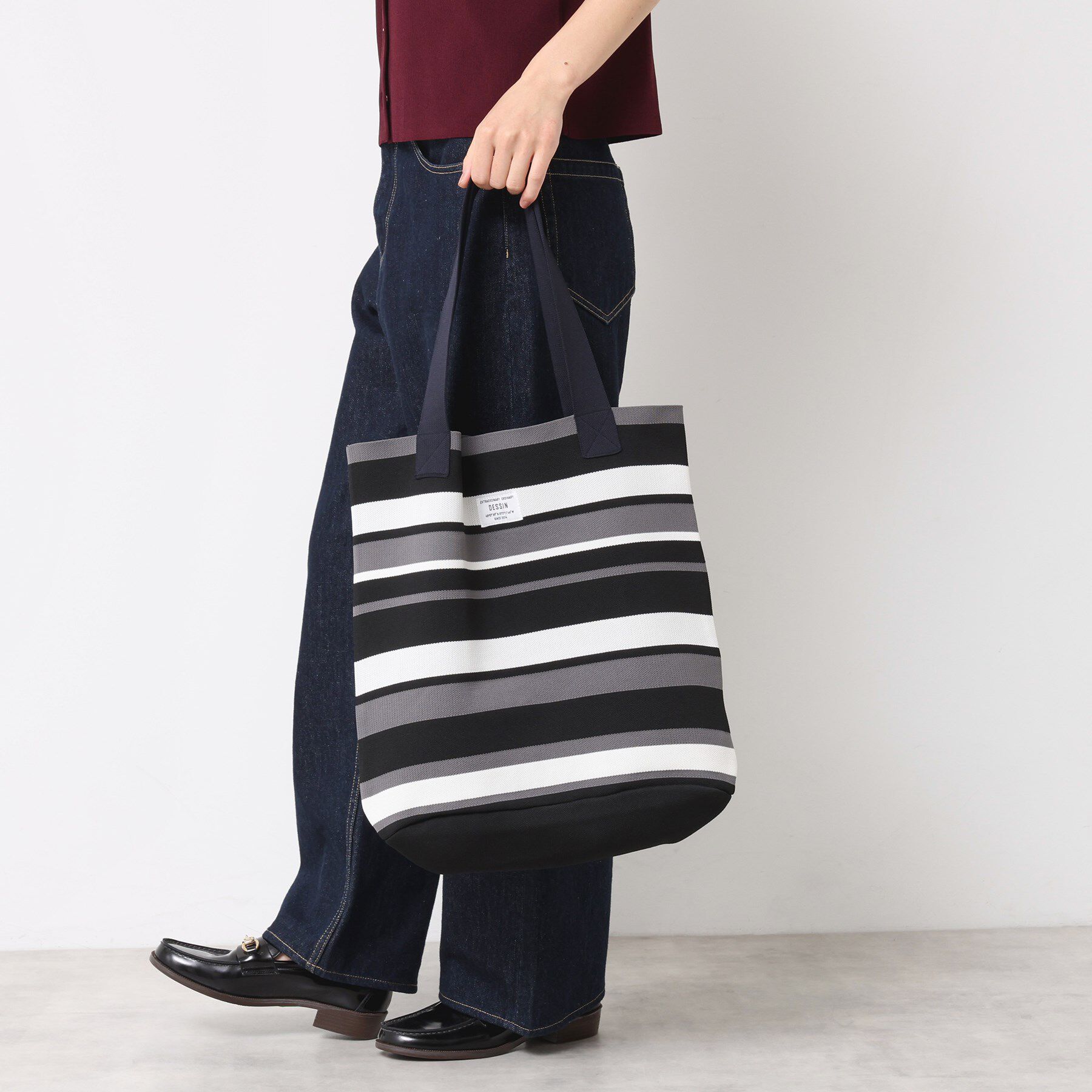 Dessin「【マシンウォッシャブル・A4収納可】ランダムボーダーニットBAG」|トートバッグ|