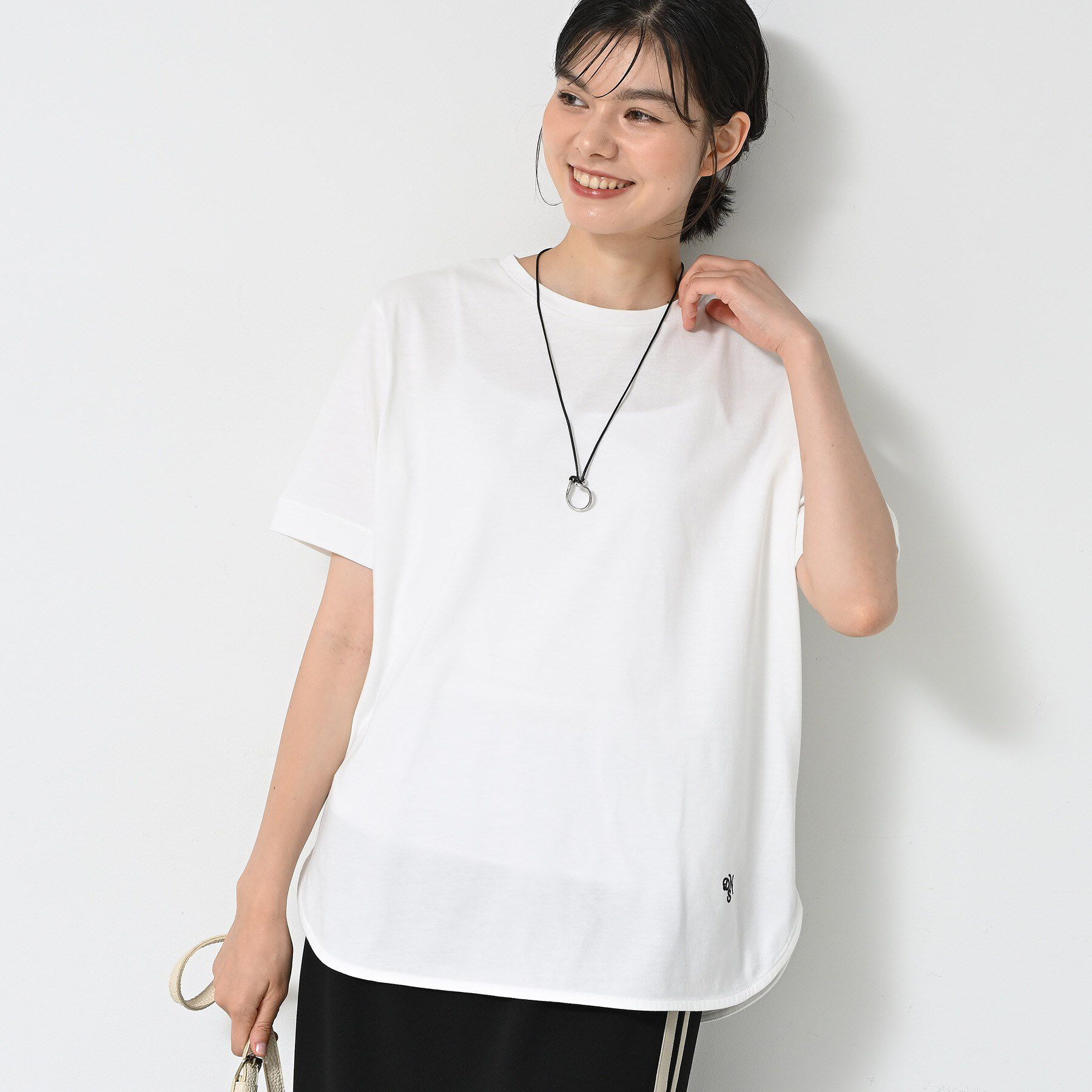 Dessin「【洗える】シャツテール半袖Tシャツ」|Tシャツ・カットソー|ホワイト(002)