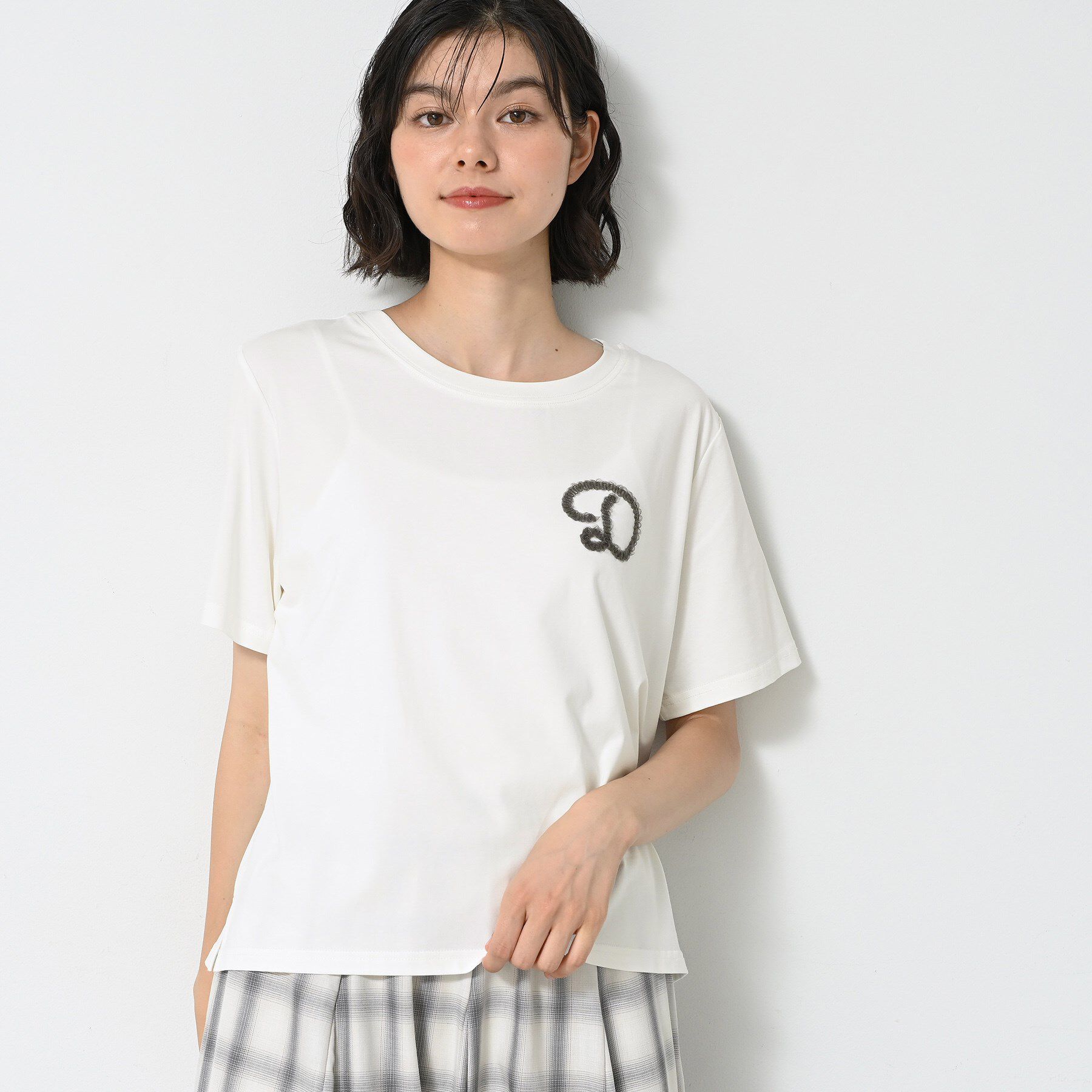 Dessin「【洗える】チュール刺繍Tシャツ」|Tシャツ・カットソー|