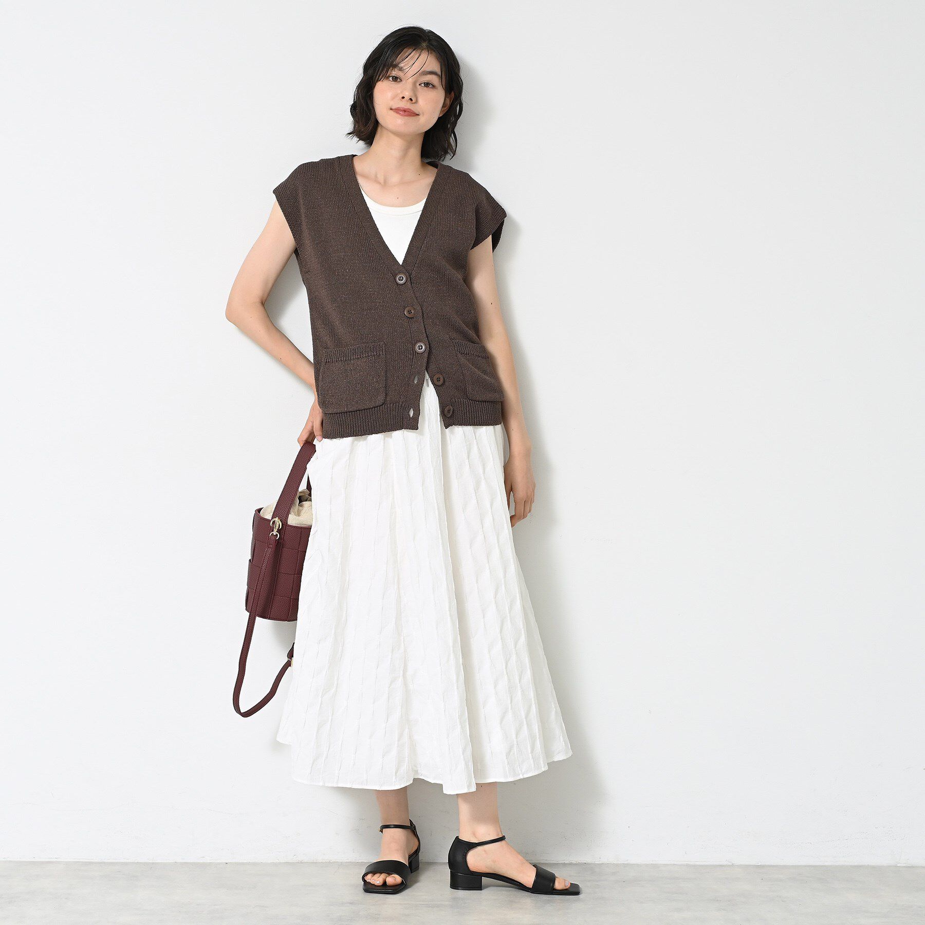 Dessin「【ウエストゴム・洗える】ジャガードフレアースカート」|スカート|