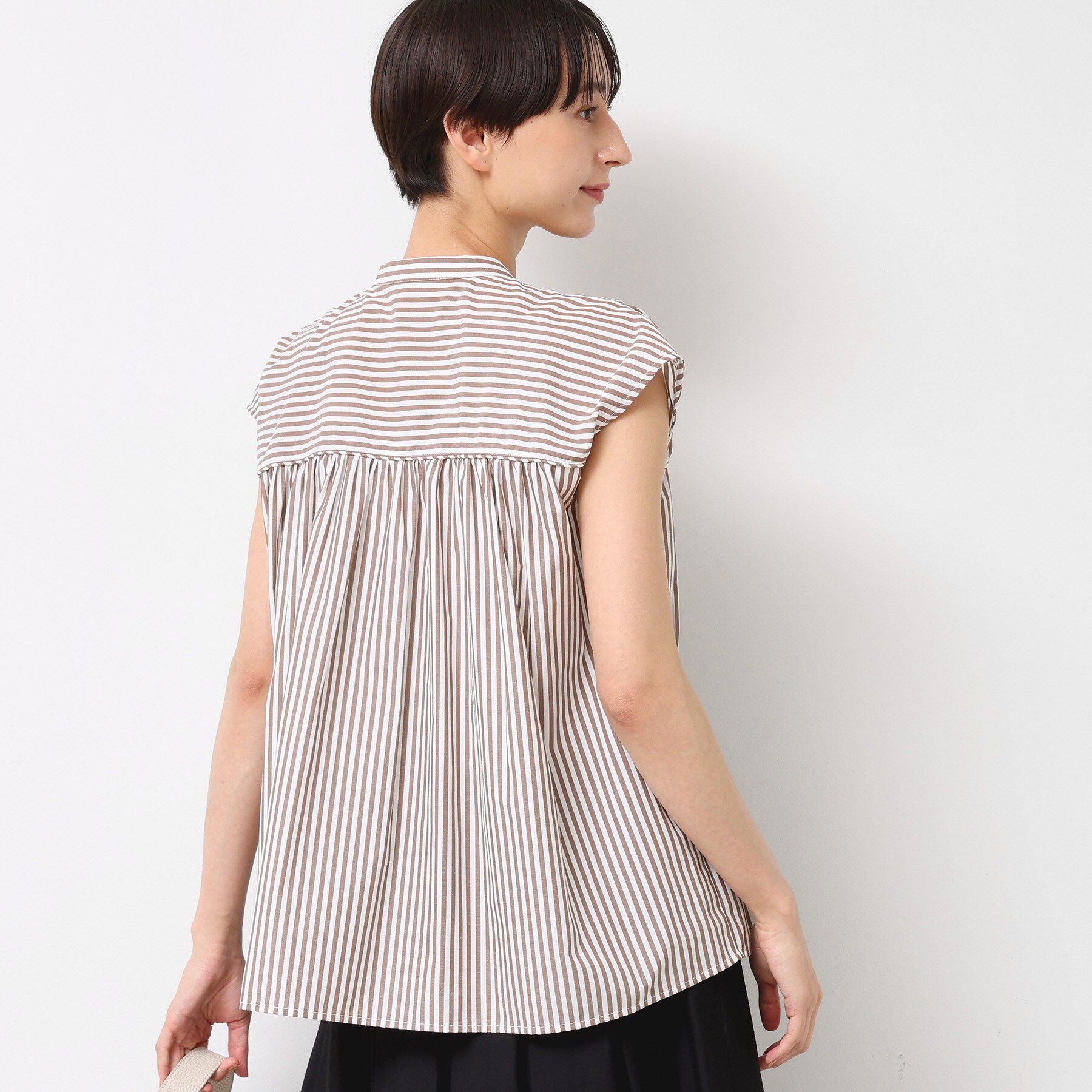 Dessin「【洗える】ストライプ柄ギャザーブラウス」|シャツ・ブラウス|