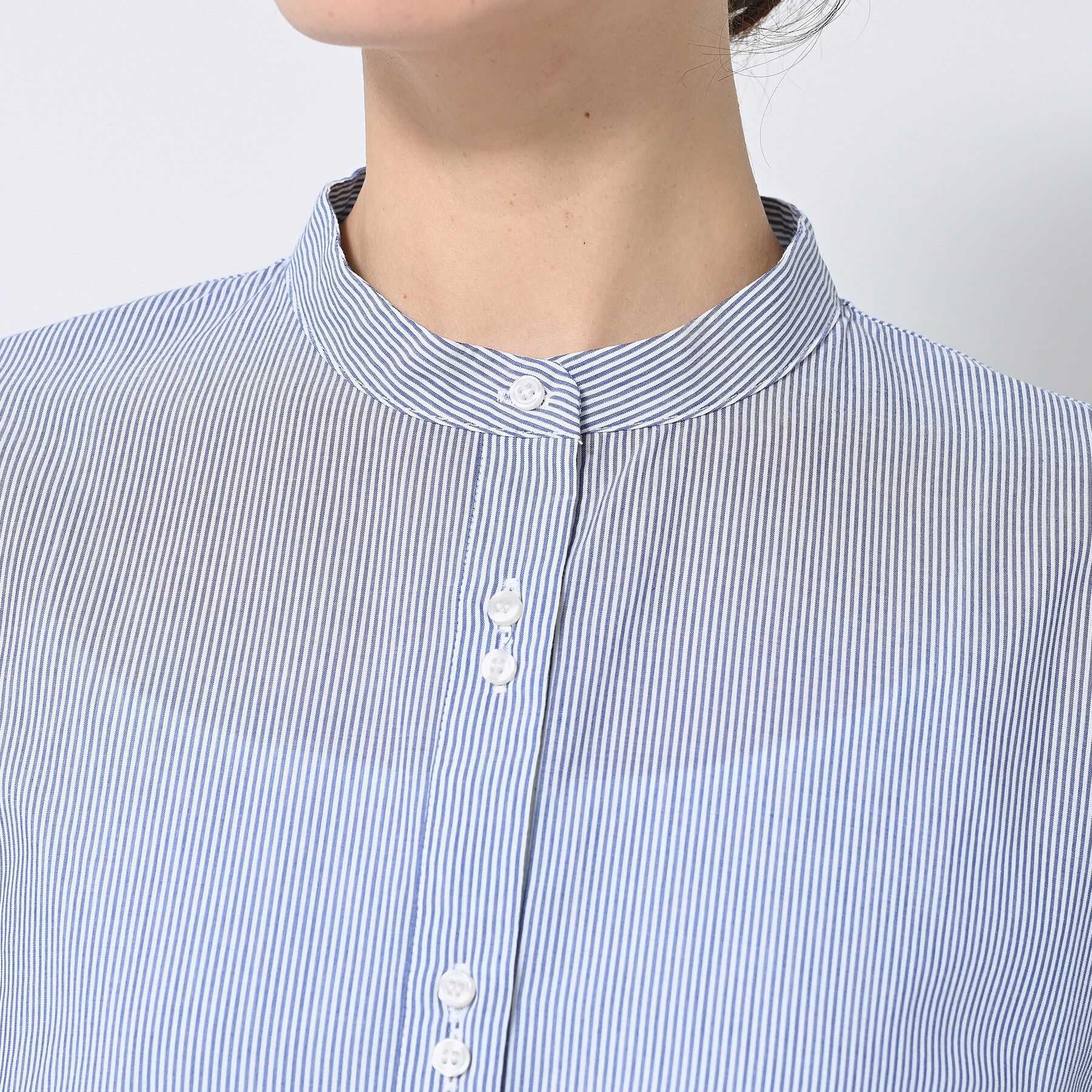 Dessin「【洗える／体型カバー】バンドカラーペプラムブラウス」|シャツ・ブラウス|