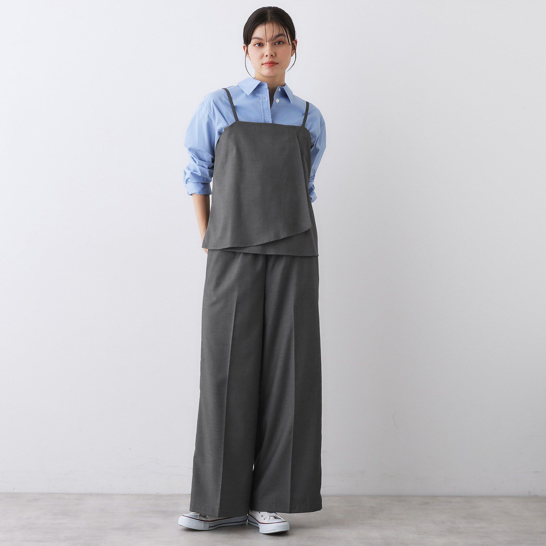 Dessin「【セットアップ可/ウエストゴム/洗える】サイドライン入りワイドパンツ」|その他|