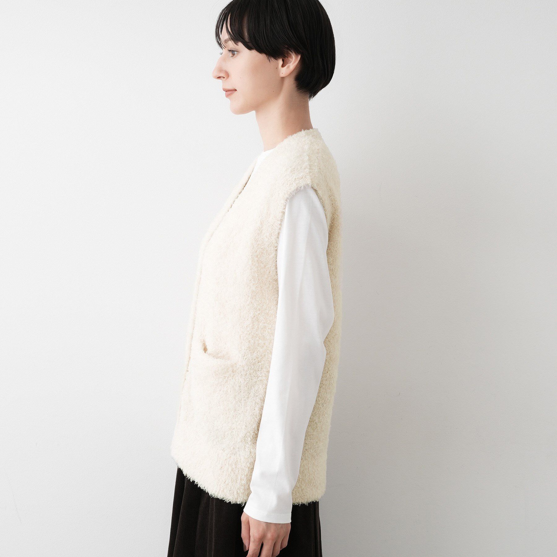Dessin「【洗える】Vネックシャギーベスト」|ベスト・ジレ|