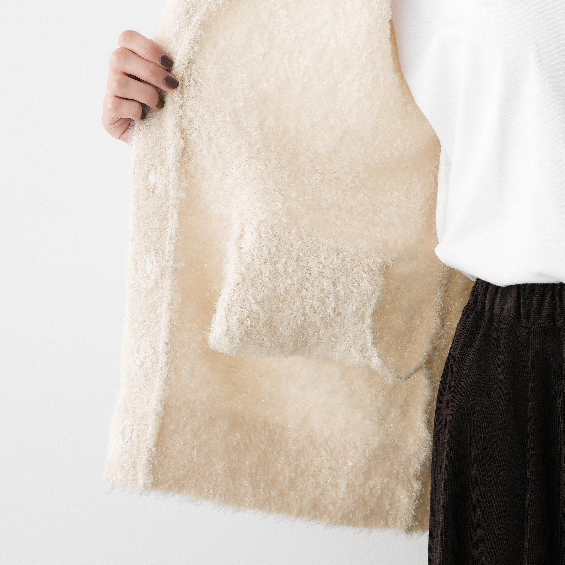 Dessin「【洗える】Vネックシャギーベスト」|ベスト・ジレ|