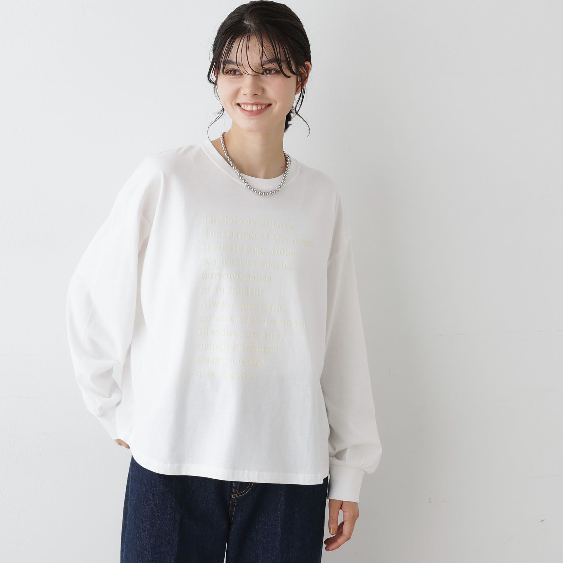 Dessin「【洗える】メッセージロゴロングスリーブTシャツ」|Tシャツ・カットソー|