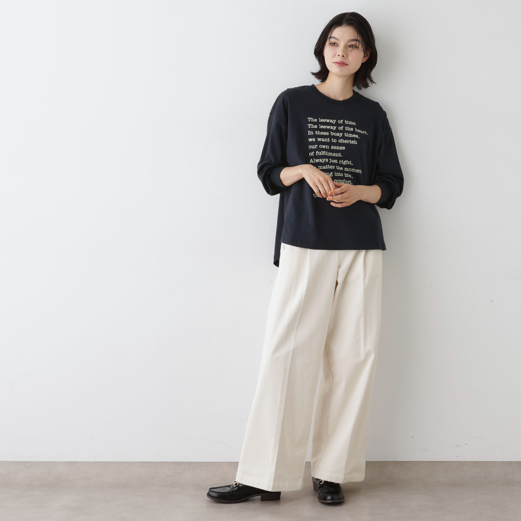 Dessin「【洗える】メッセージロゴロングスリーブTシャツ」|Tシャツ・カットソー|