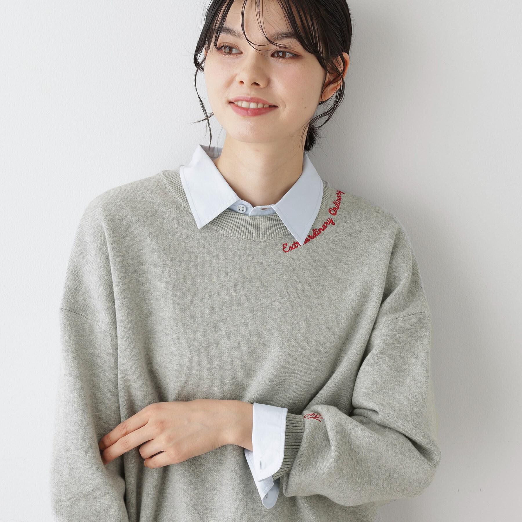 Dessin「【洗える】刺繍入りジャカードニット」|ニット・セーター|