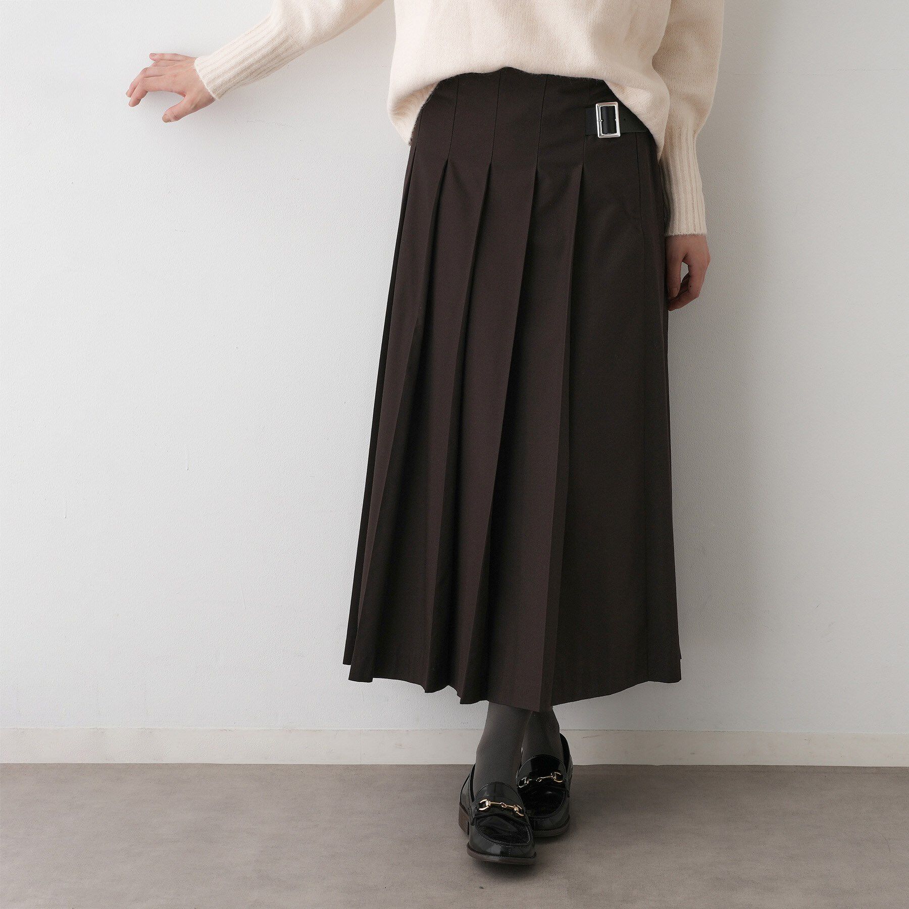 Dessin「【洗える】ワイドプリーツスカート」|スカート|ブラウン(044)