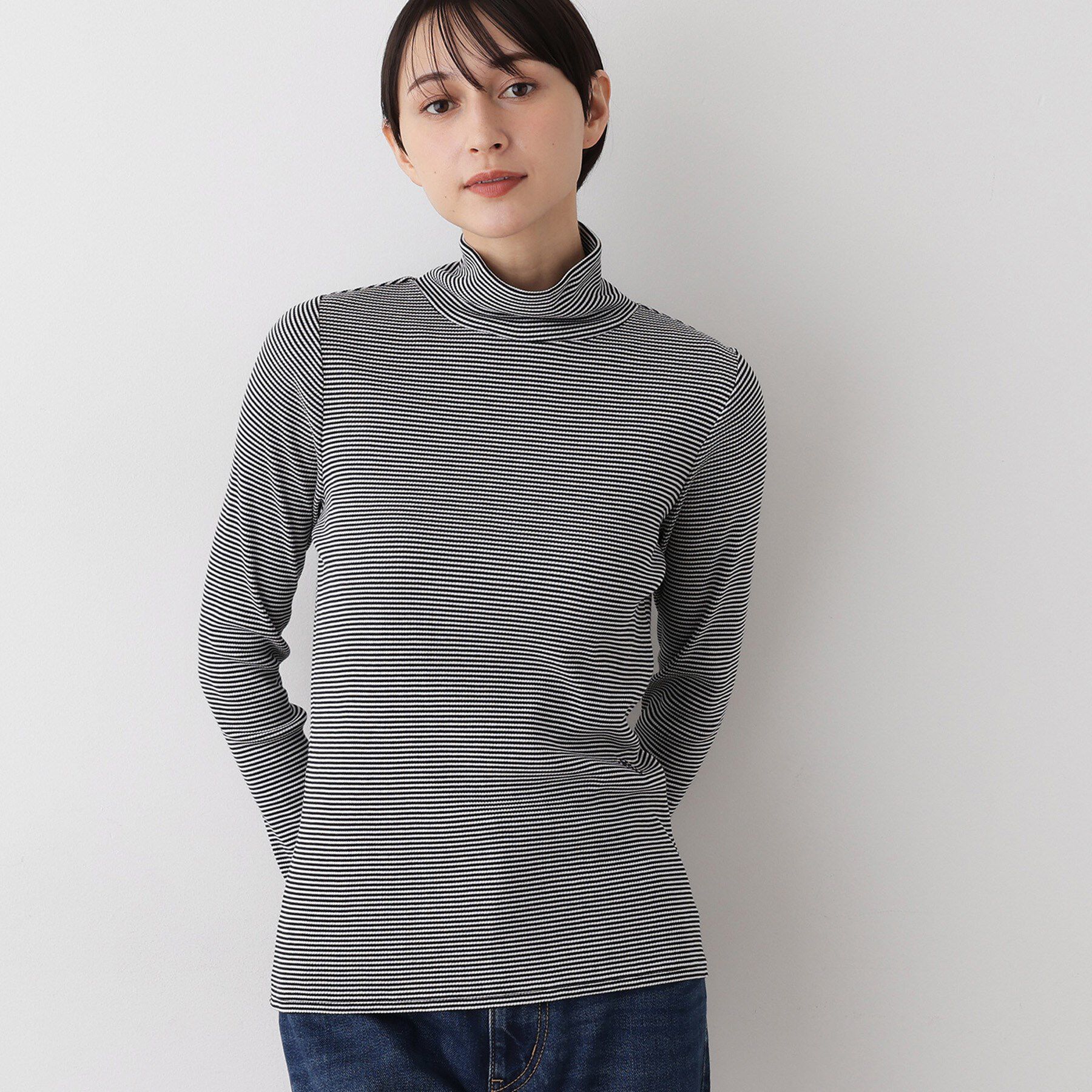 Dessin「【吸湿発熱/抗菌防臭】ジンジャー混タートルネックプルオ－バー」|Tシャツ・カットソー|ブラック(319)