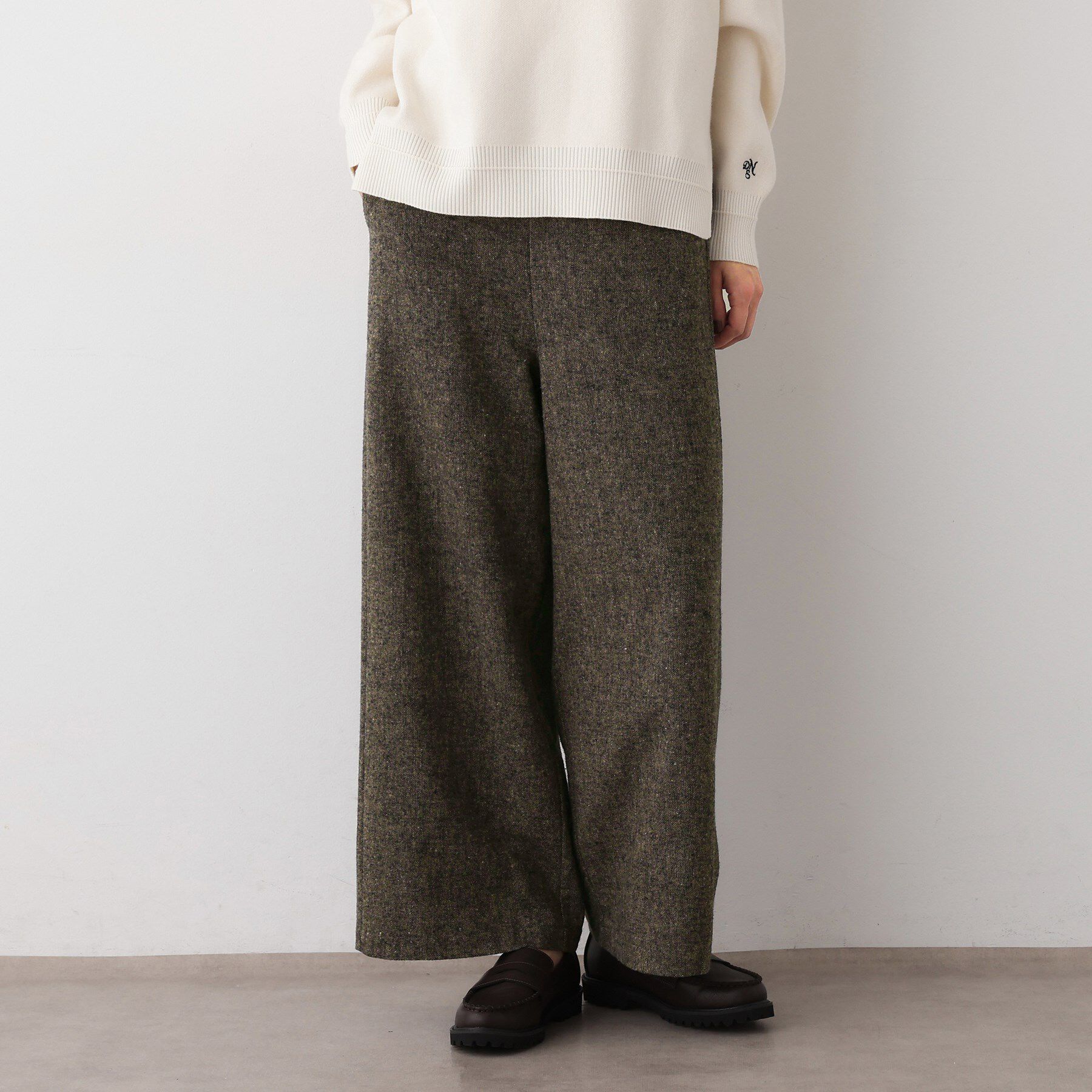 Dessin「【洗える/後ろゴム】ツイードワイドパンツ」|その他|ブラウン(544)