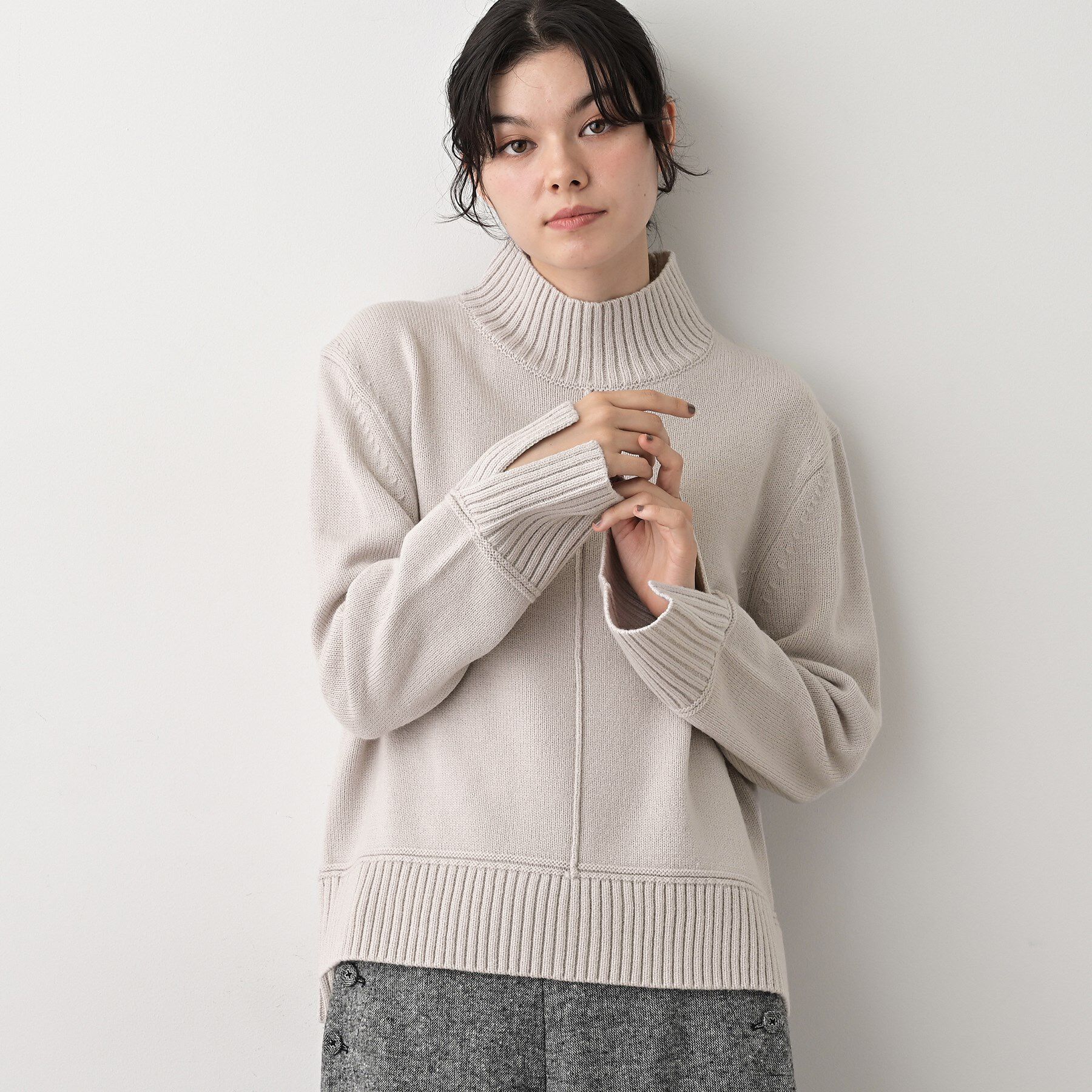 Dessin「【洗える】センタータックラインハイネックニット」|ニット・セーター|