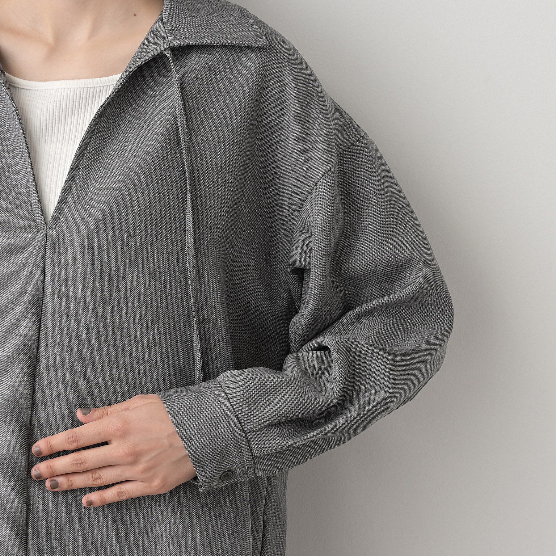 Dessin「【セットアップ可/洗える】ツイードライクスキッパーシャツ」|シャツ・ブラウス|