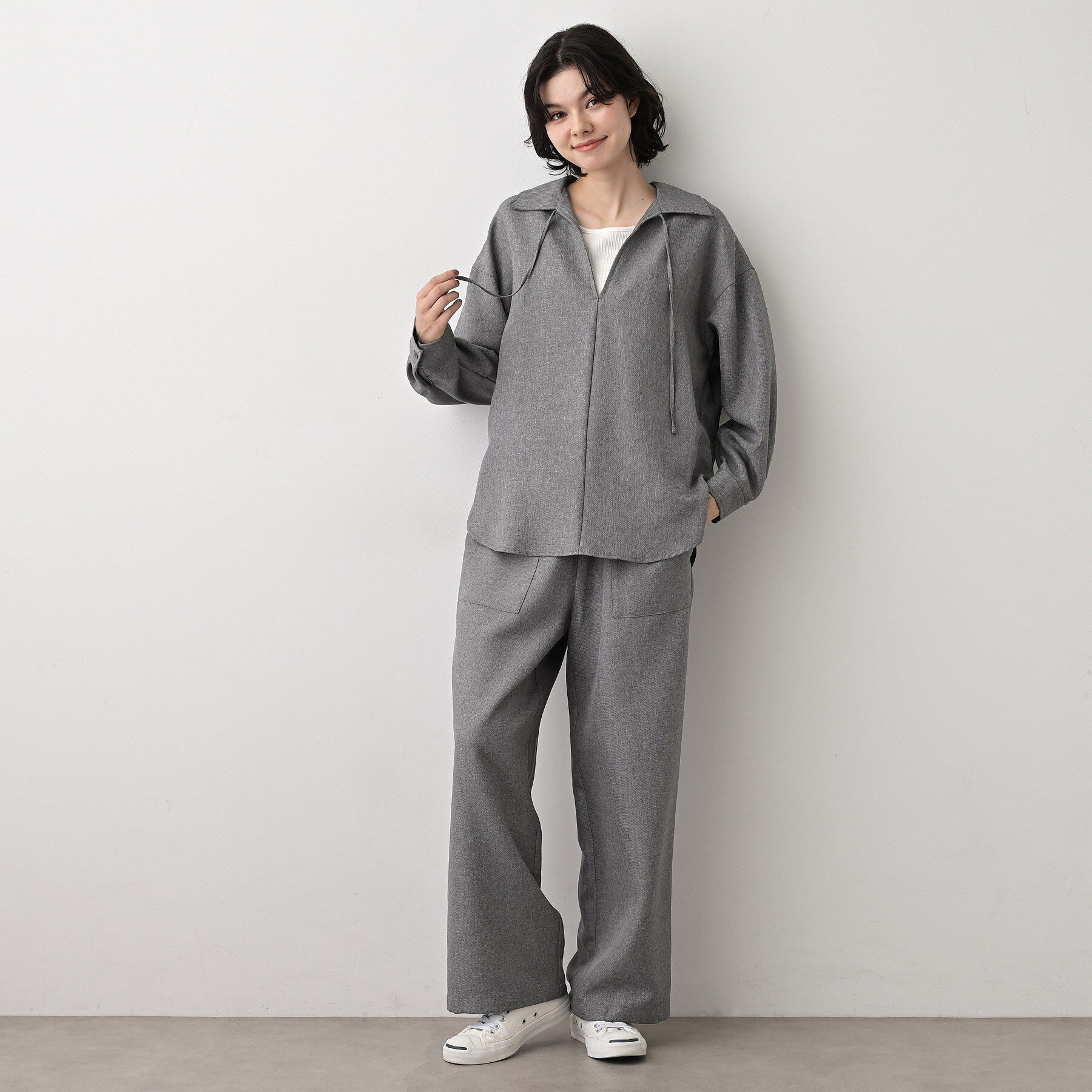 Dessin「【セットアップ可/洗える】ツイードライクスキッパーシャツ」|シャツ・ブラウス|