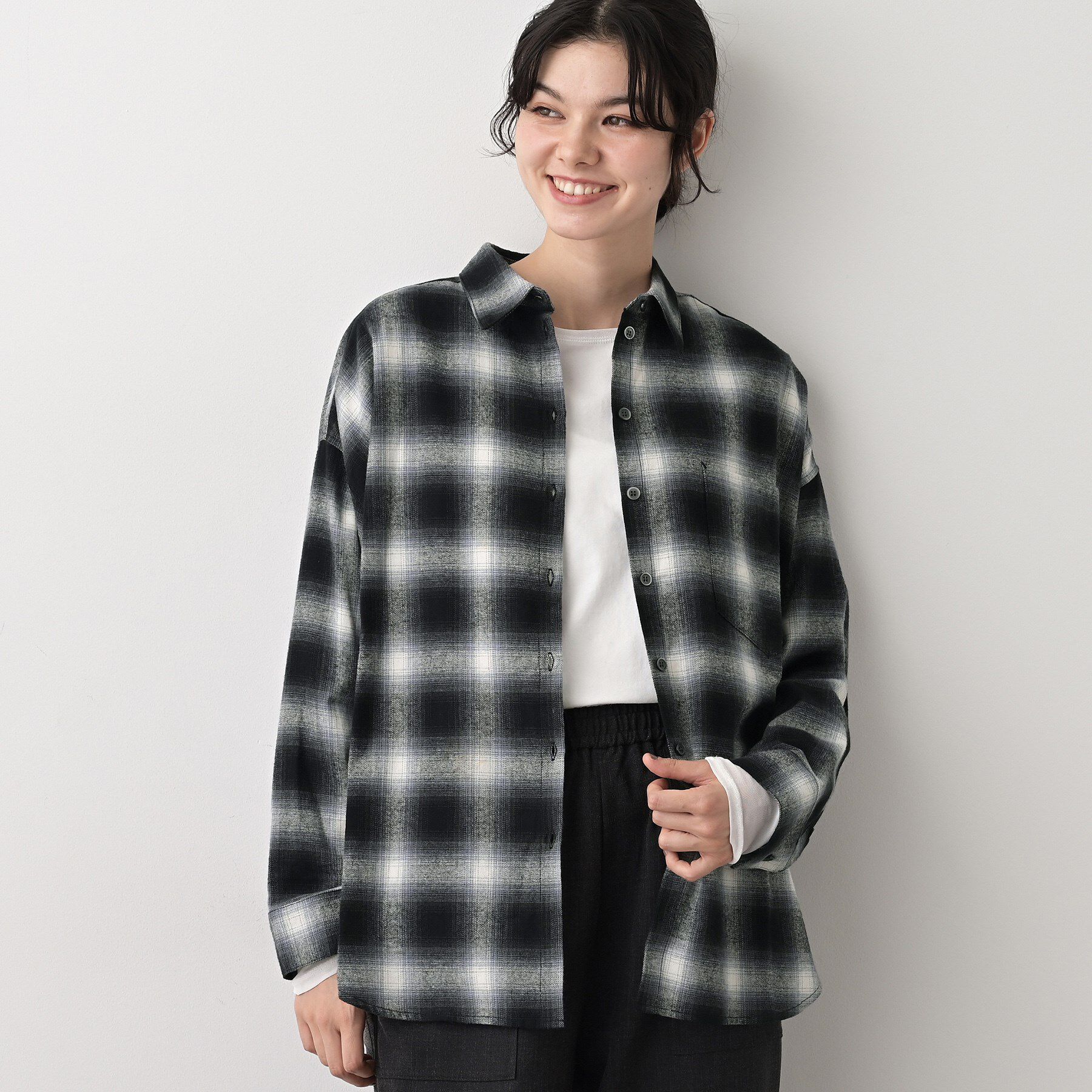 Dessin「【洗える】起毛オンブレーチェック柄シャツ」|シャツ・ブラウス|