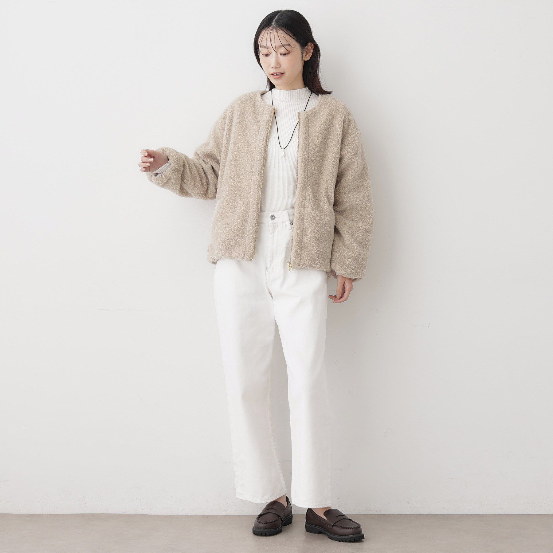 Dessin「【2WAY】リバーシブルタフタボアアウター」|ノーカラージャケット|