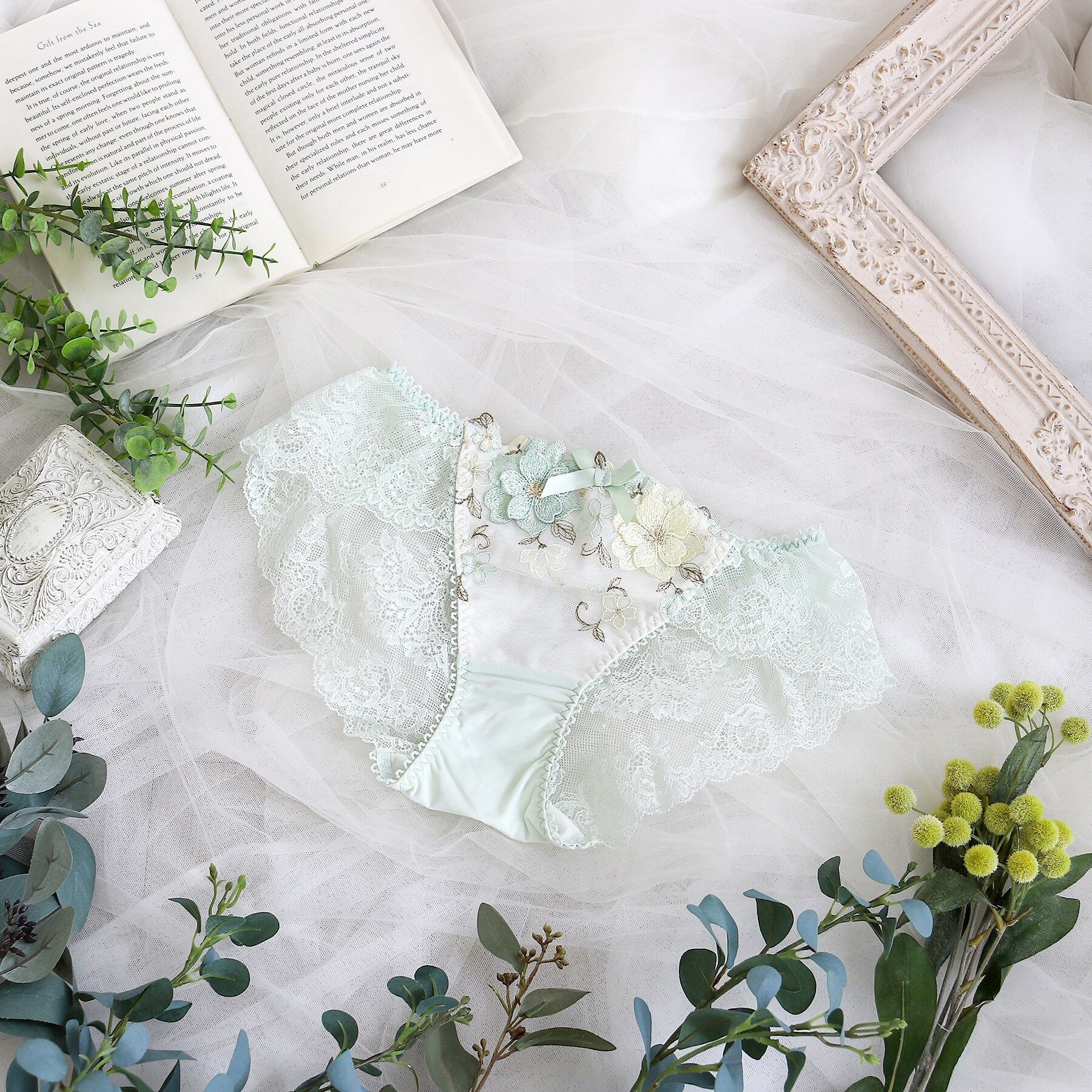 Risa Magli「アイヴィー レースショーツ」|インナー|ミント(021)