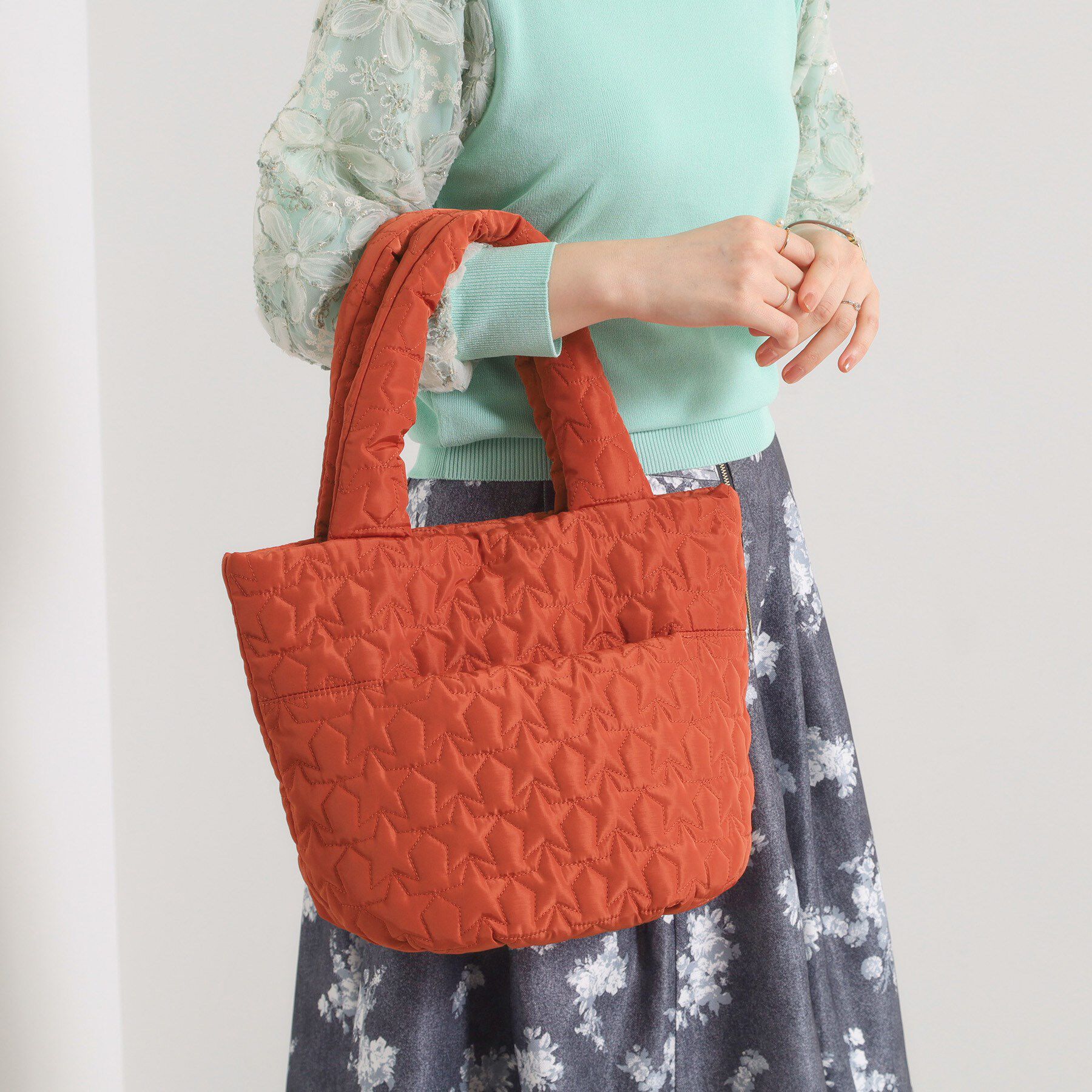 ITS&rsquo;DEMO「星柄キルトミニトート」|トートバッグ|オレンジ(067)