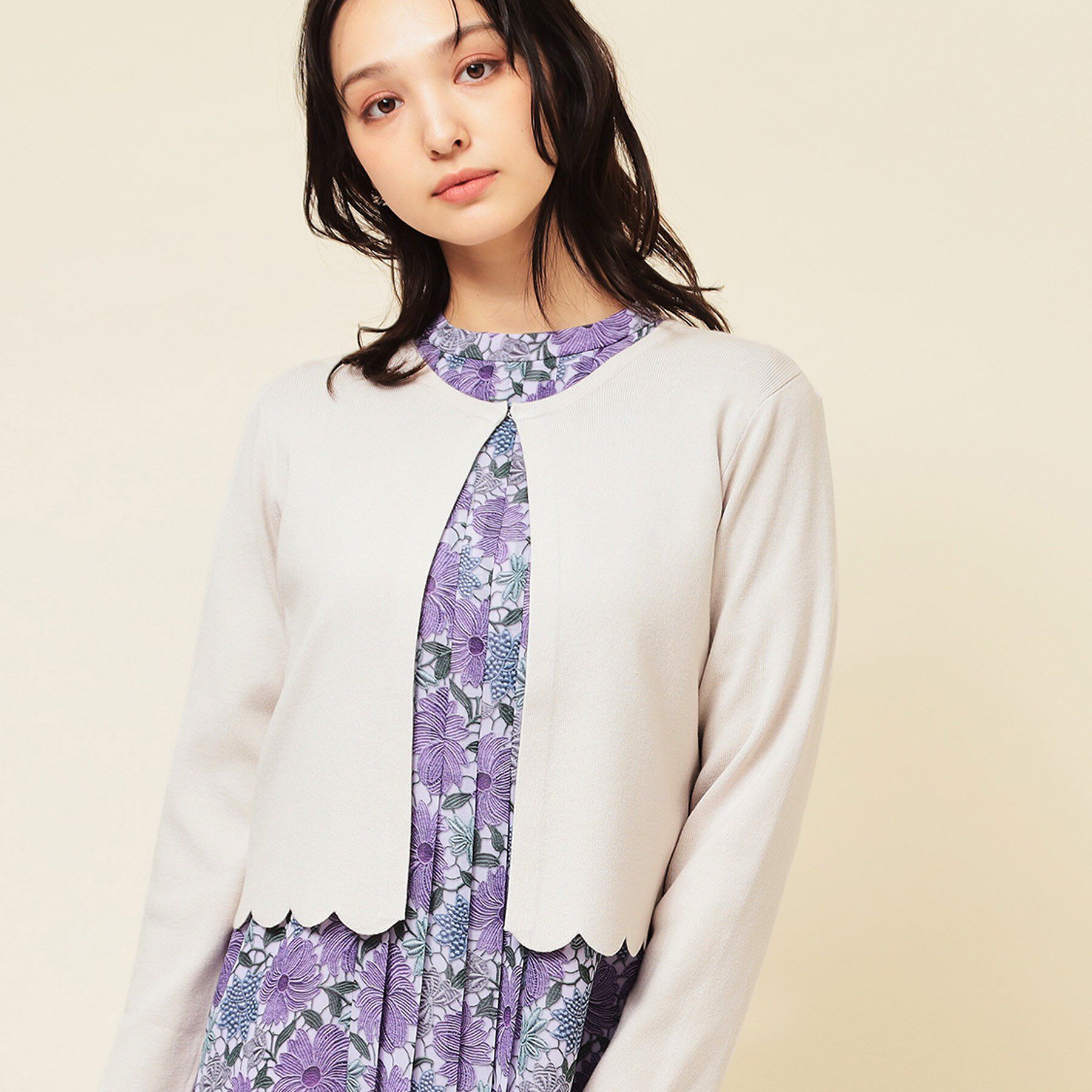 SunaUna「【4色展開／定番】スカラップボレロ」|カーディガン|