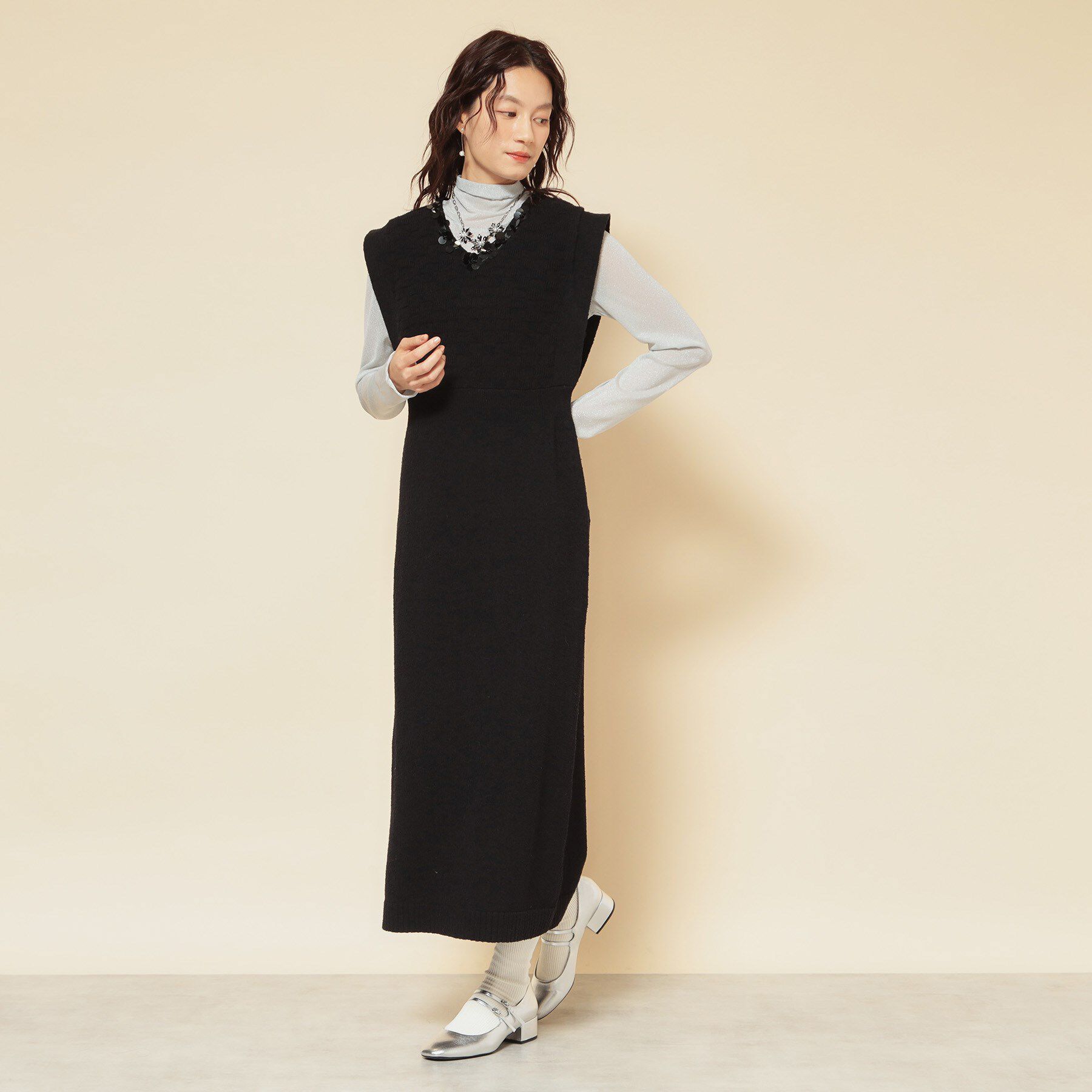 SunaUna「【COLLECTION LINE】スパンコール ニットワンピース」|ワンピース|