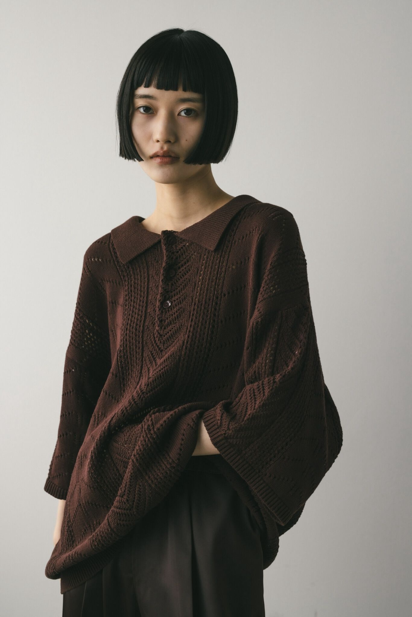 STYLEMIXER「クロシェニットポロ」|ニット・セーター|